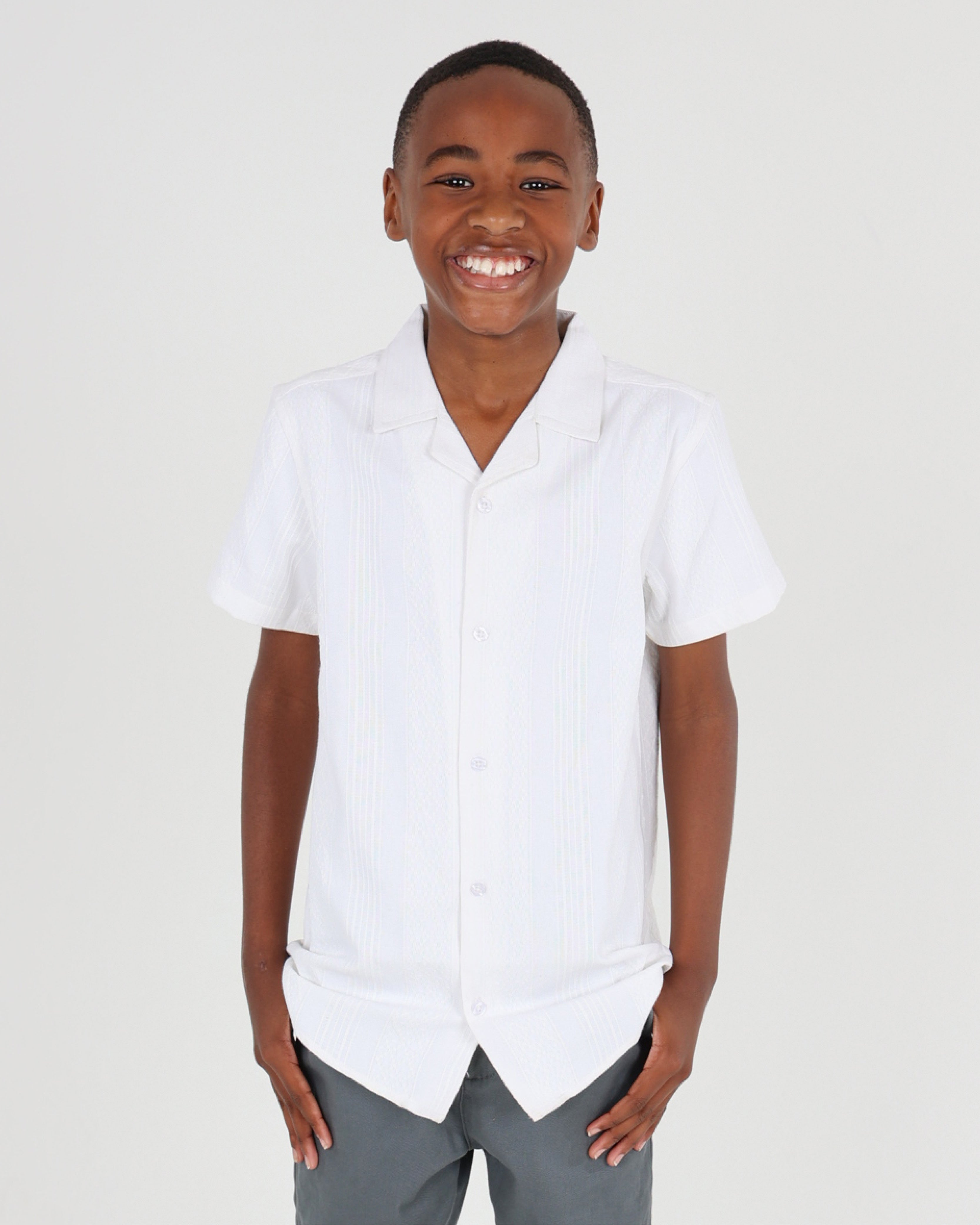 Big Boys Short Sleeve Resort Variegated Jacquard Resort Shirt