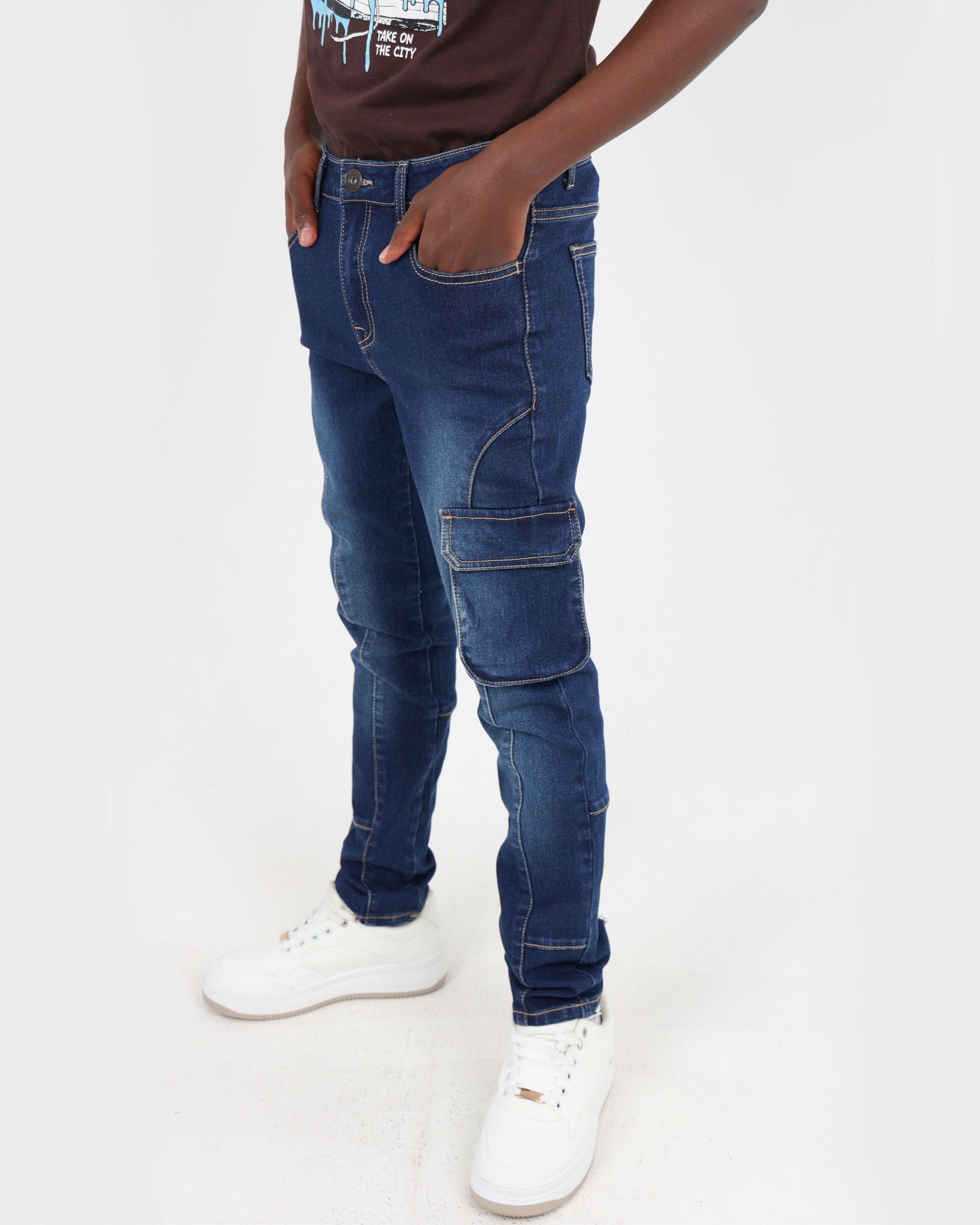 Boys Slim Fit Cargo Jeans