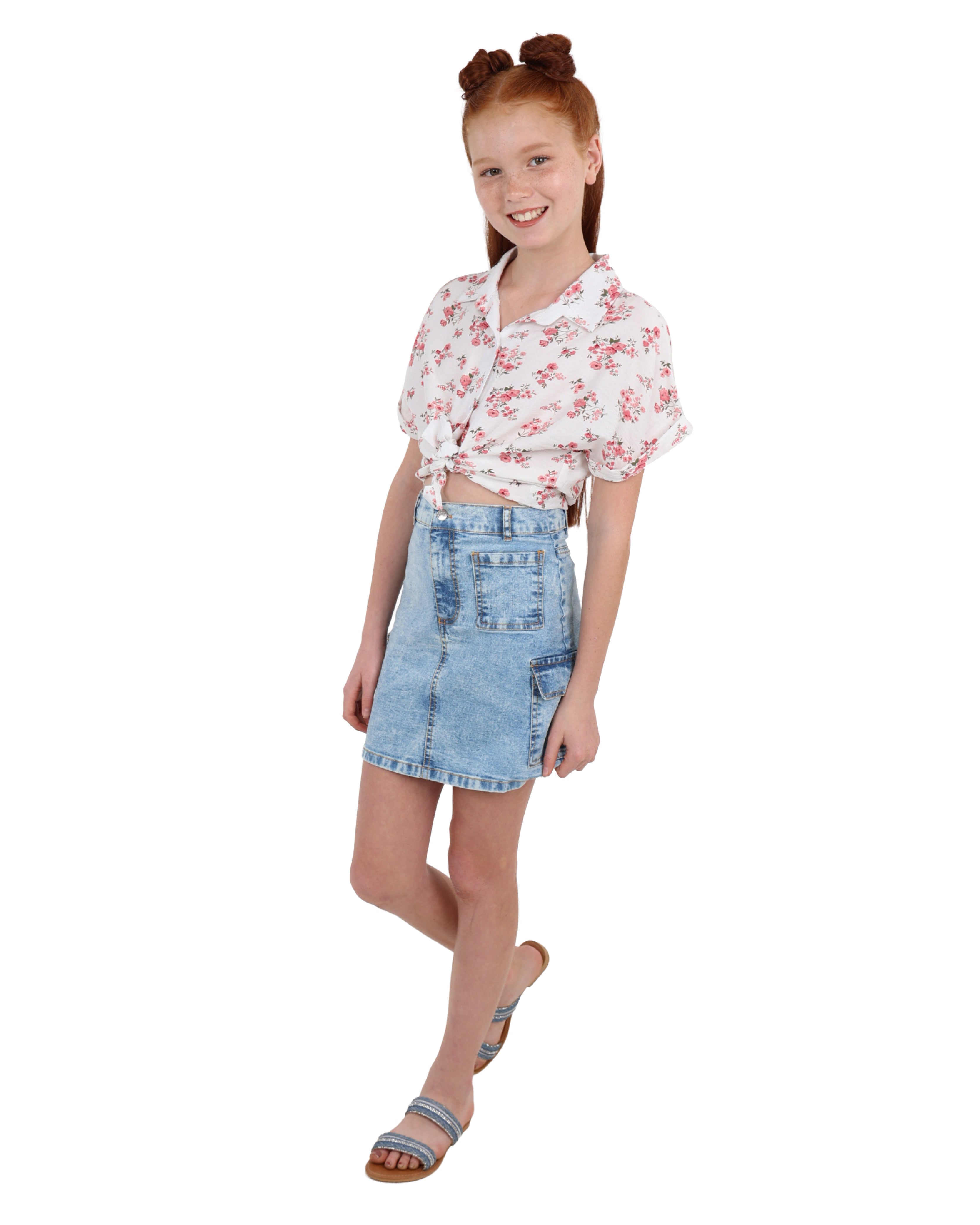 Cargo Pocket Denim Mini Skirt