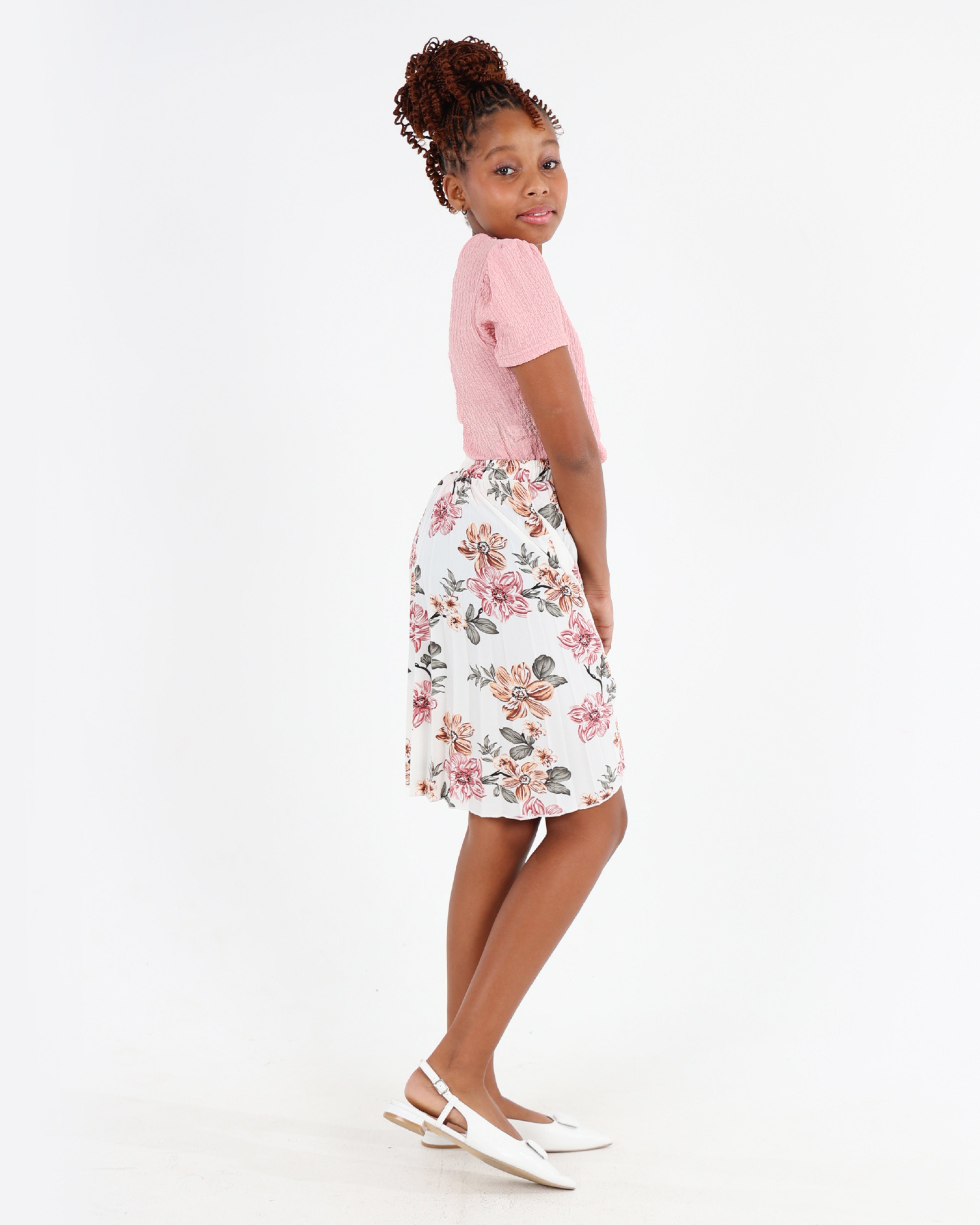 Knee Length Pleated Floral Skirt