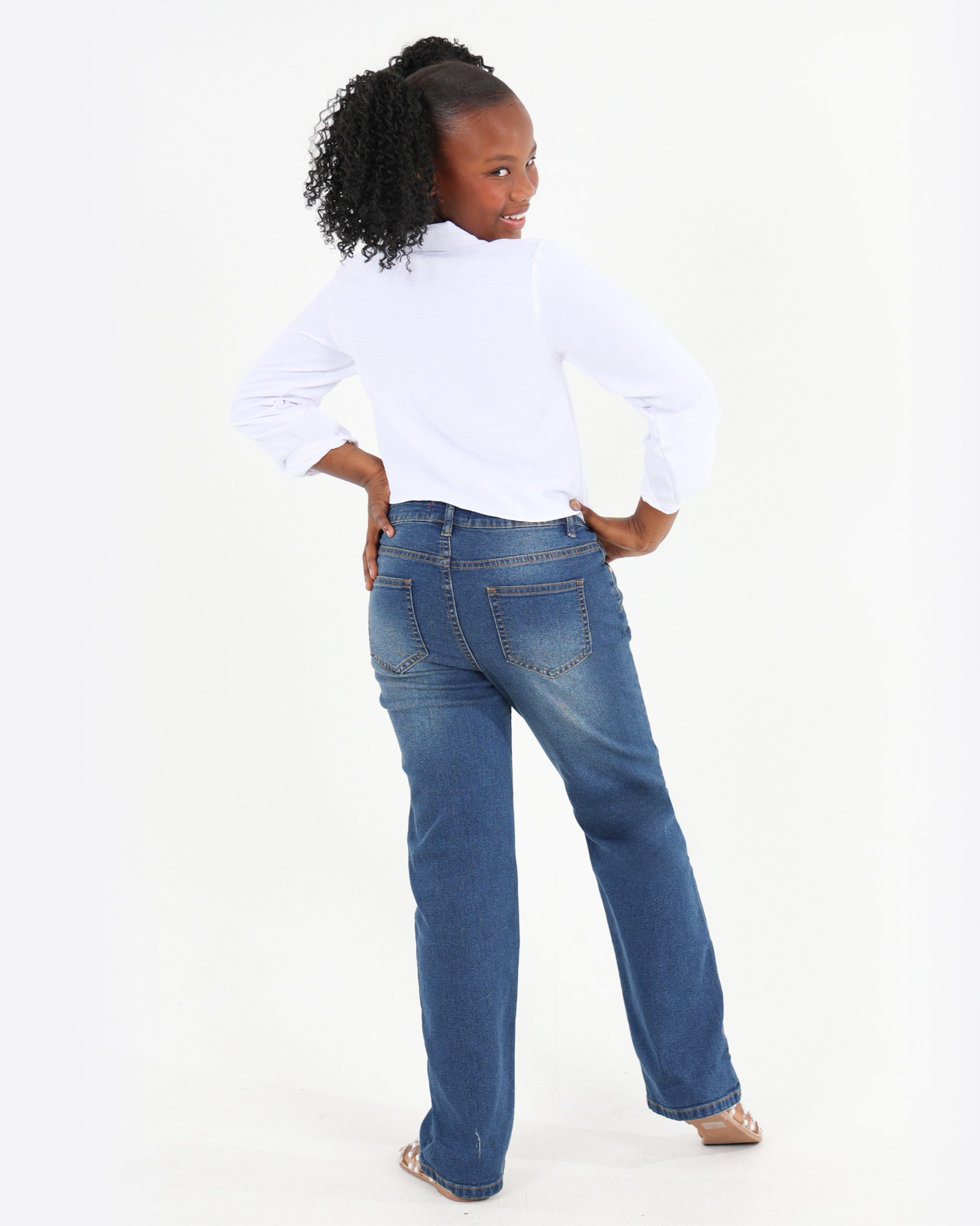 Sandblasted Bootleg Jeans