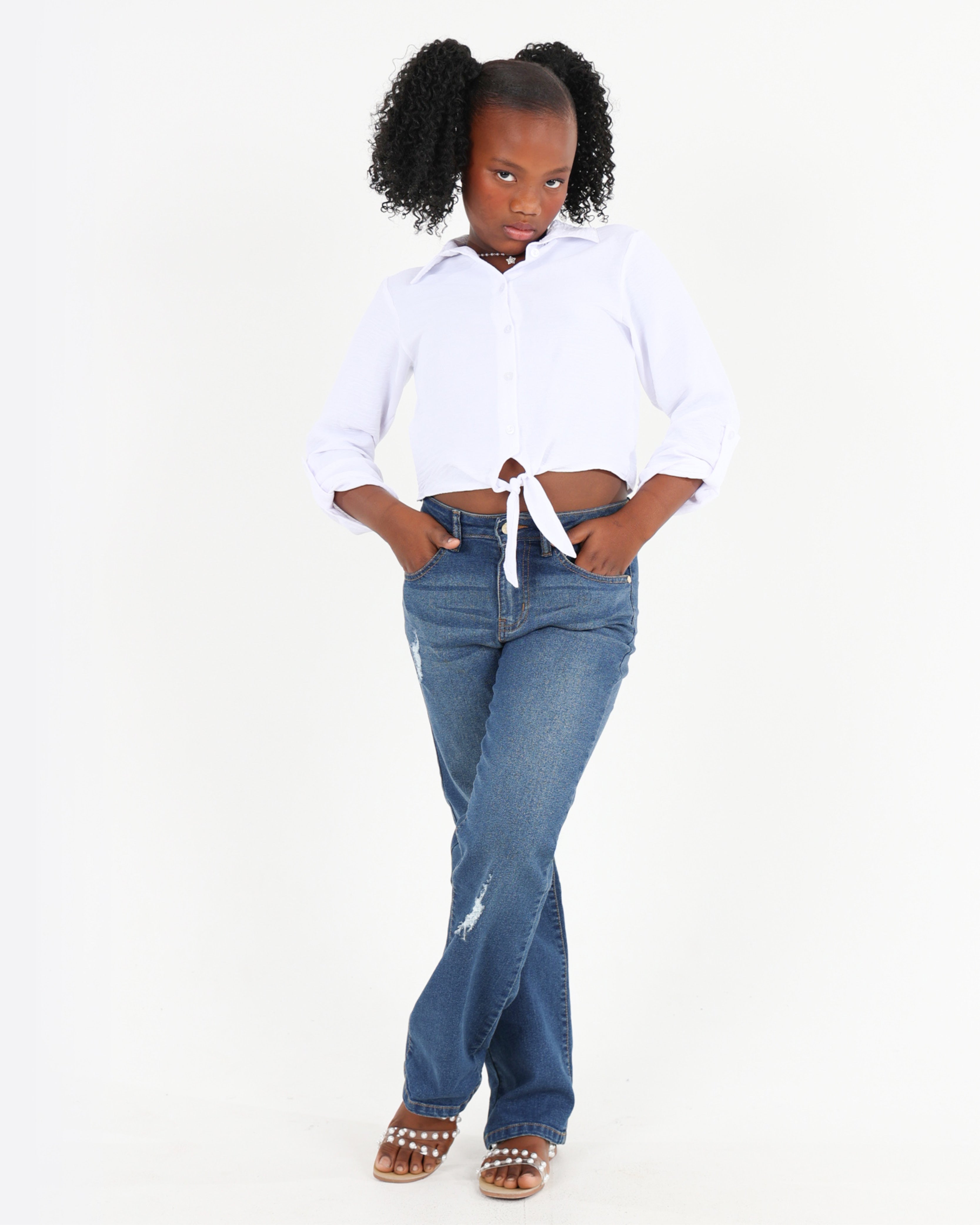Sandblasted Bootleg Jeans