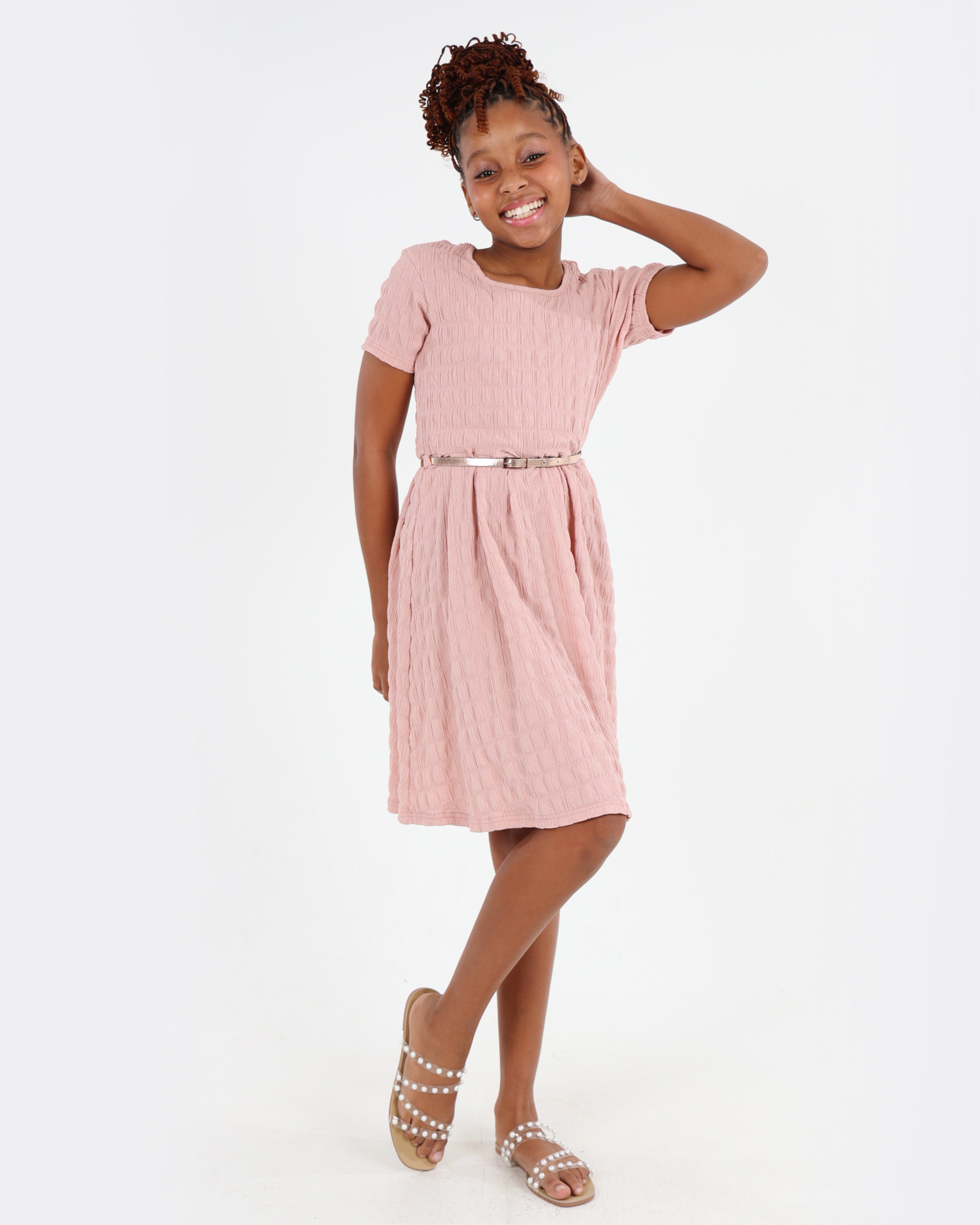 Short Sleeve Textured Knit Dress