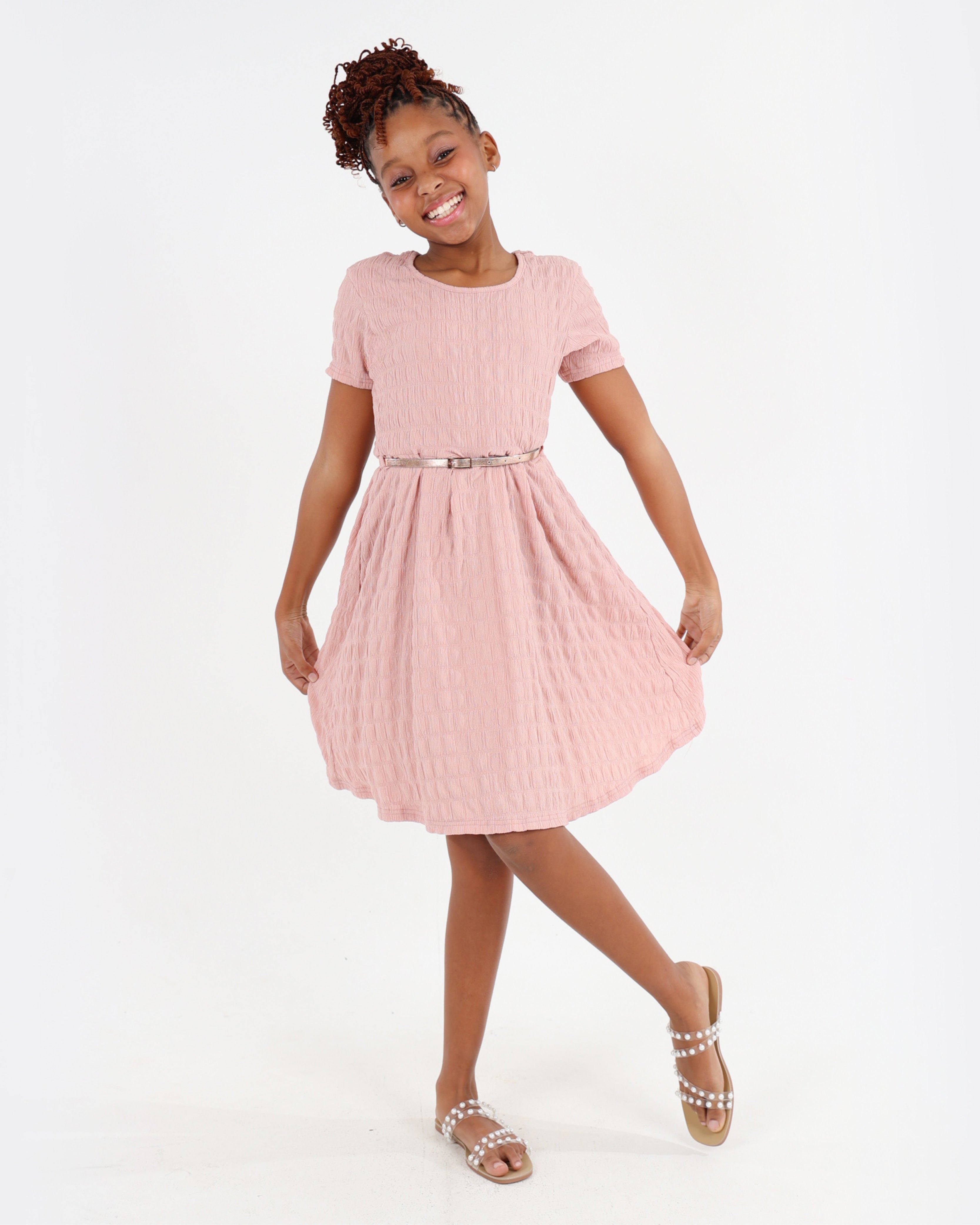 Short Sleeve Textured Knit Dress
