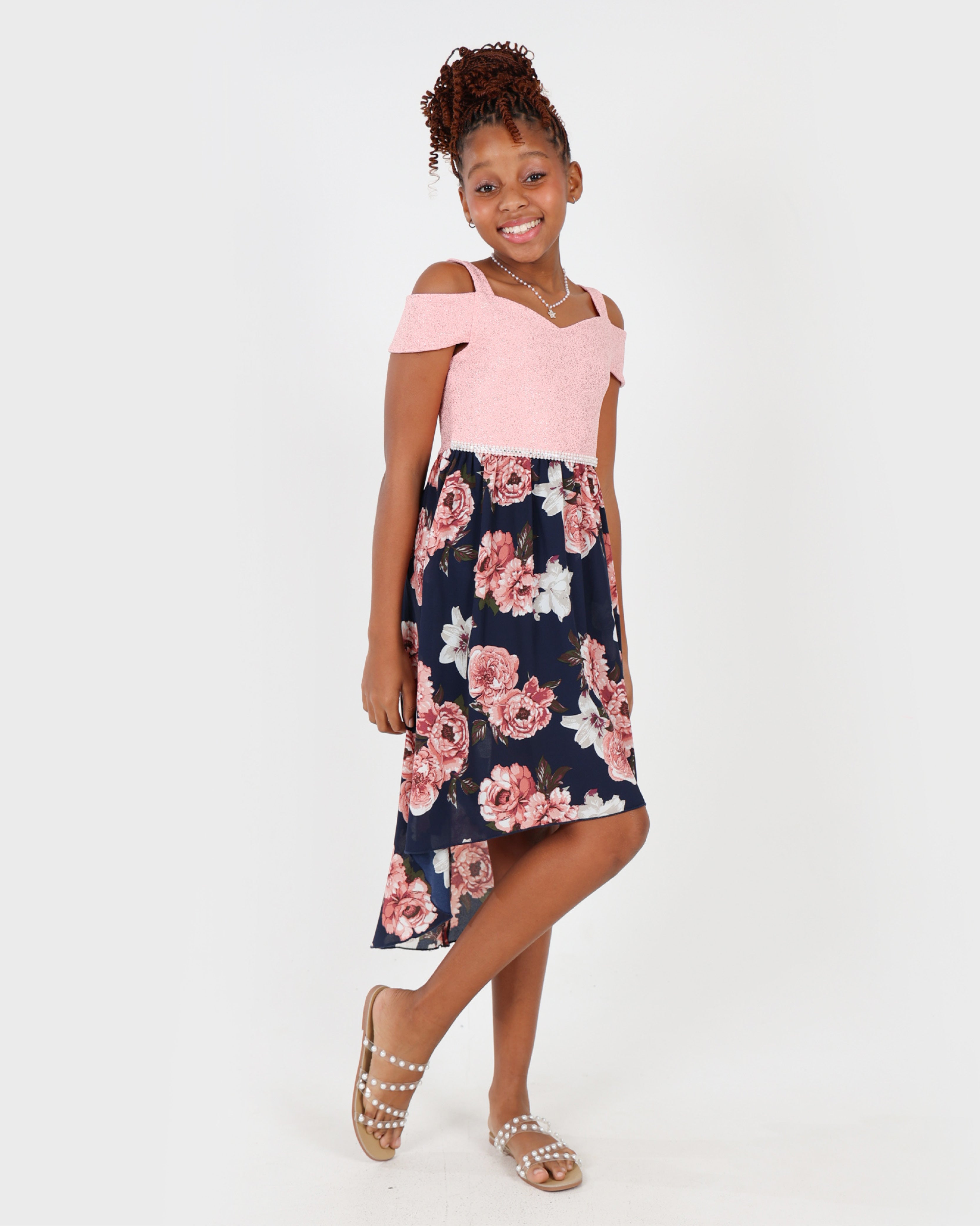 Sleeveless High Low Floral Party Dress