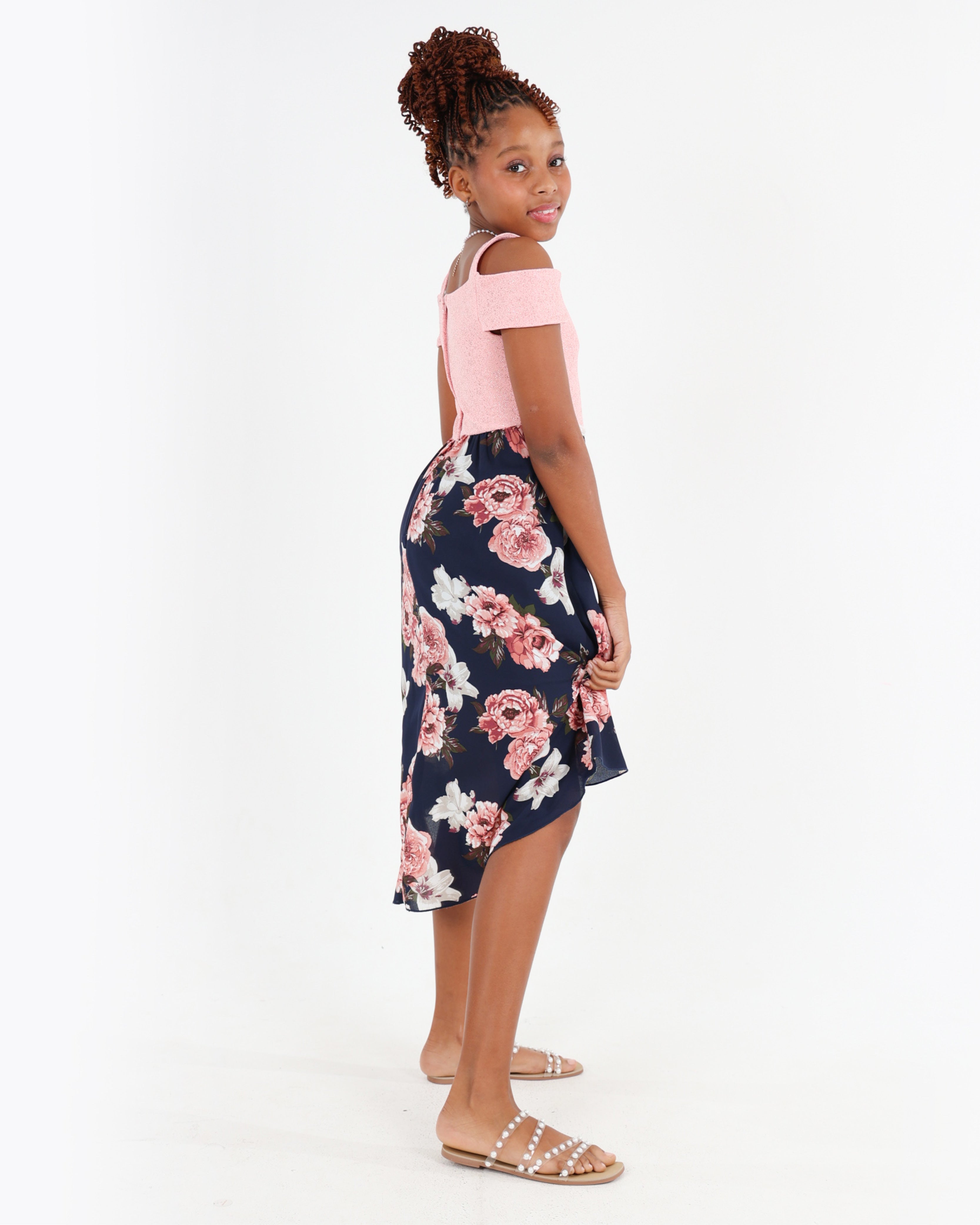 Sleeveless High Low Floral Party Dress