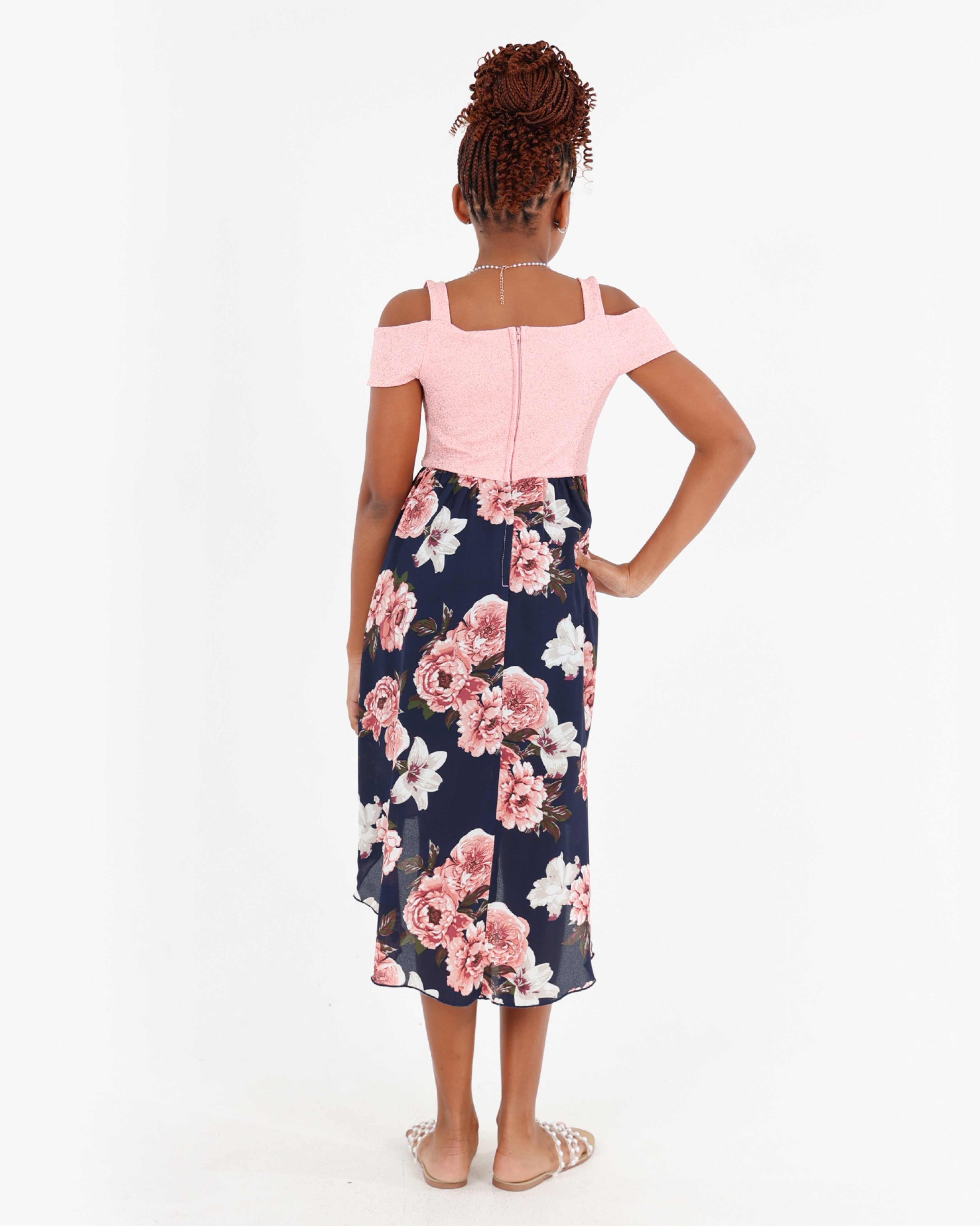 Sleeveless High Low Floral Party Dress