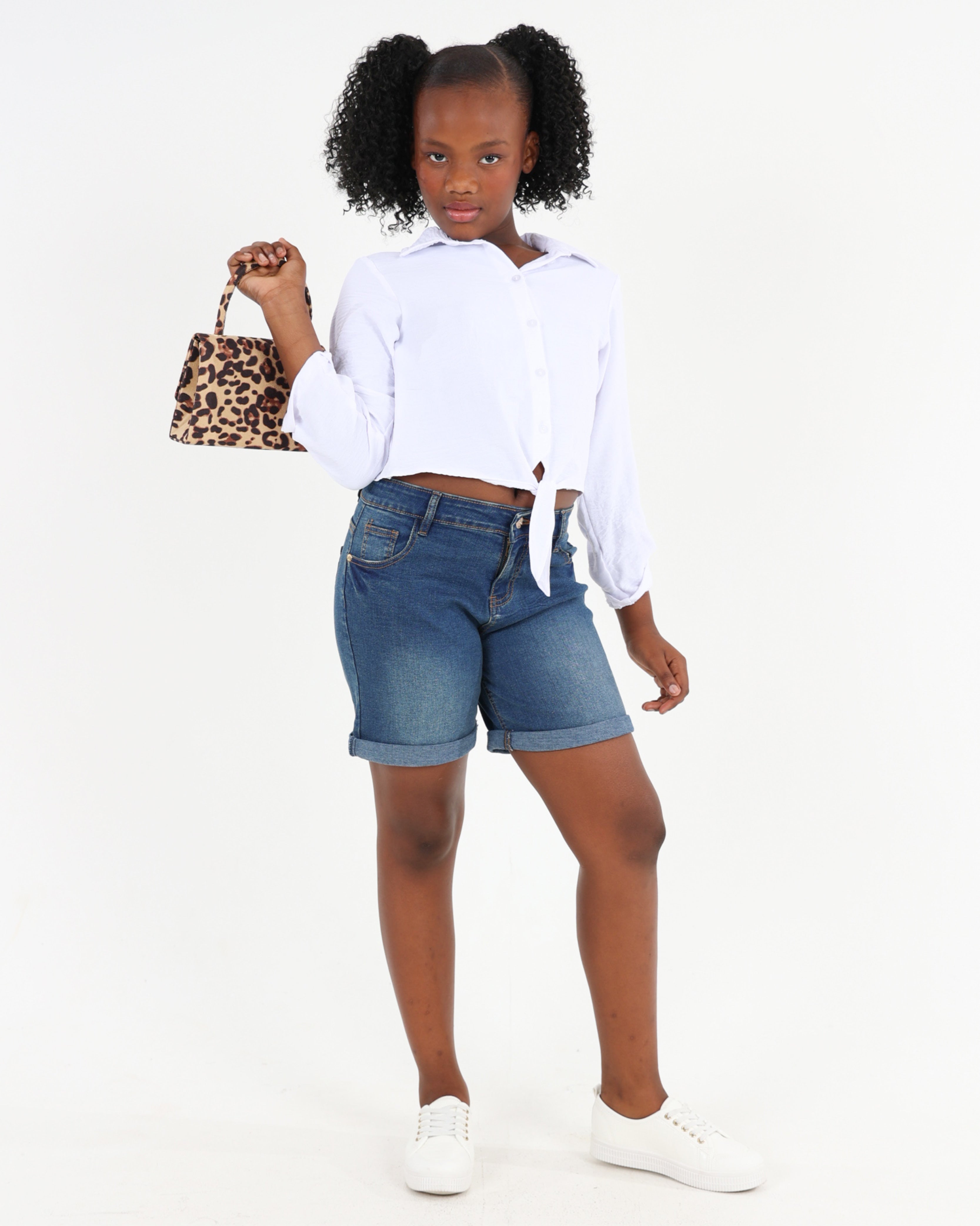 White Long Sleeve Tie Front Button Up Shirt