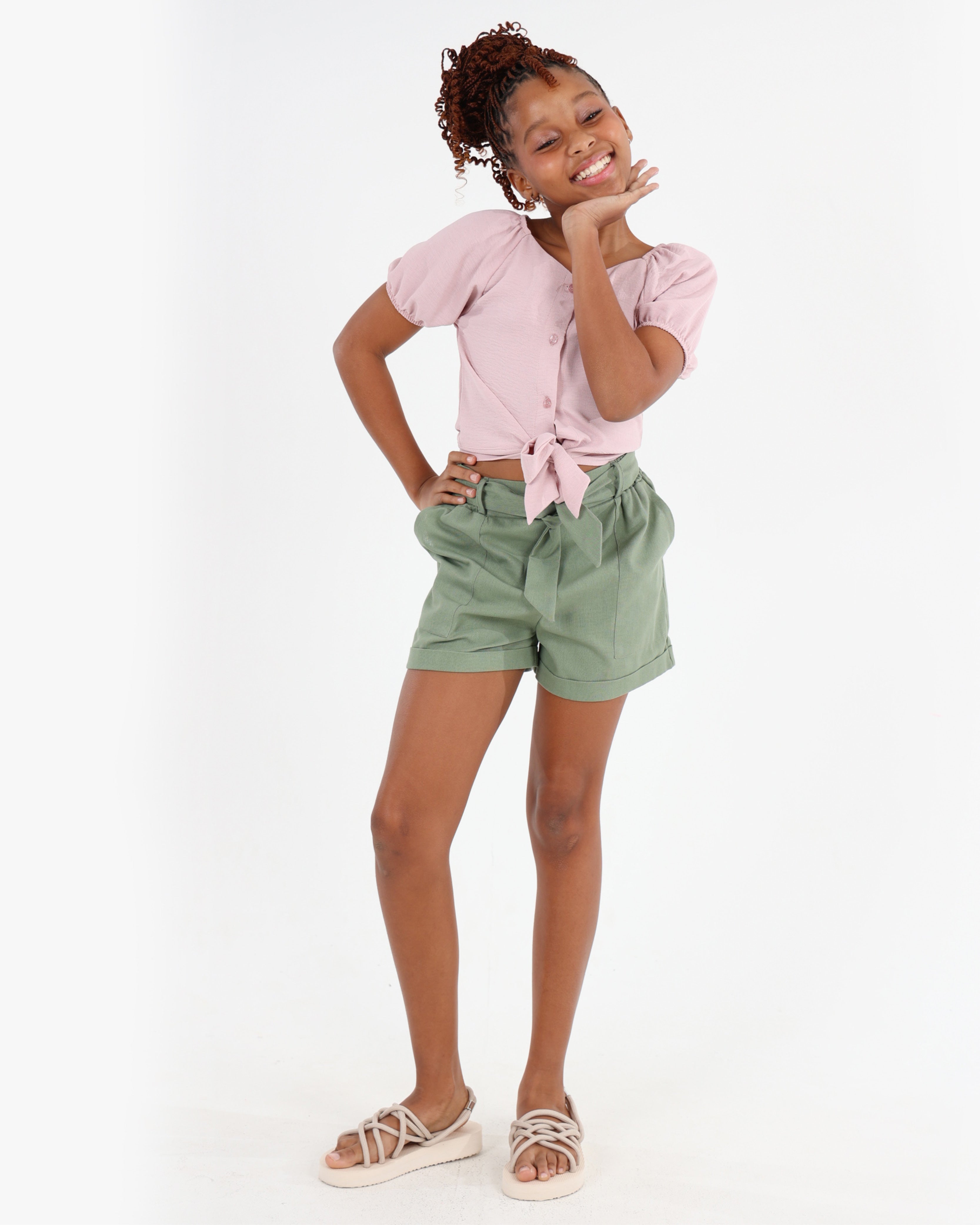 Olive Turn Up Shorts