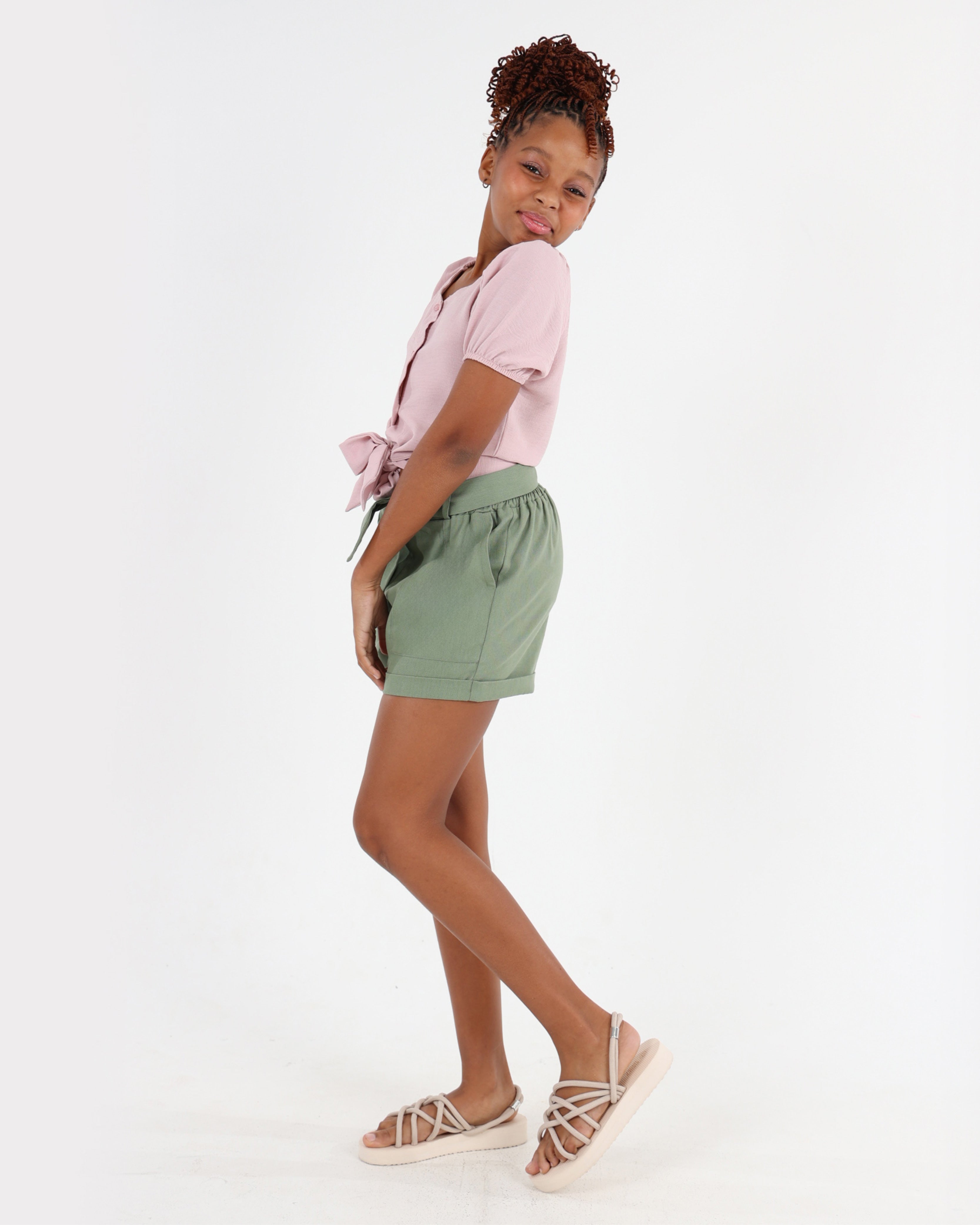 Olive Turn Up Shorts