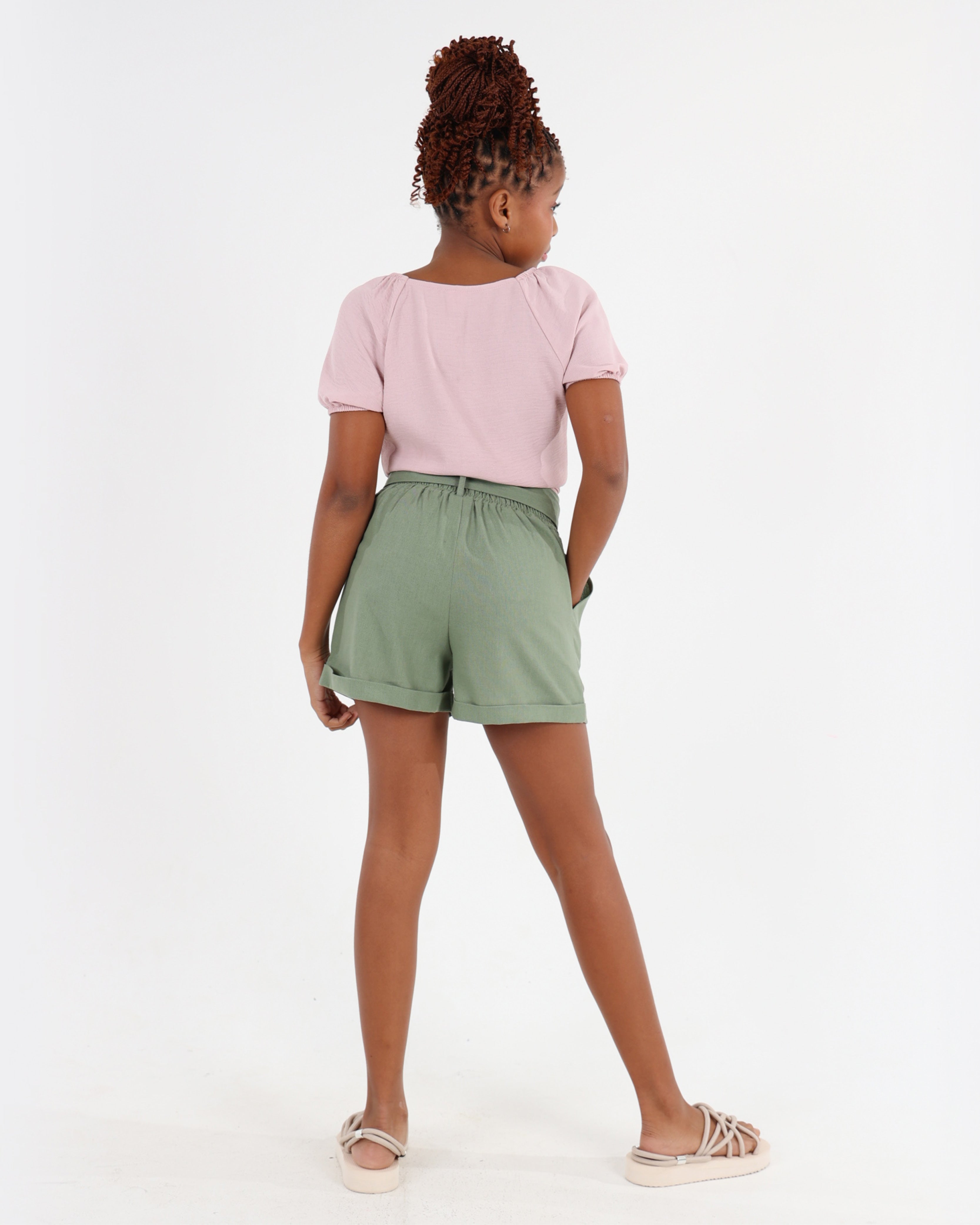 Olive Turn Up Shorts