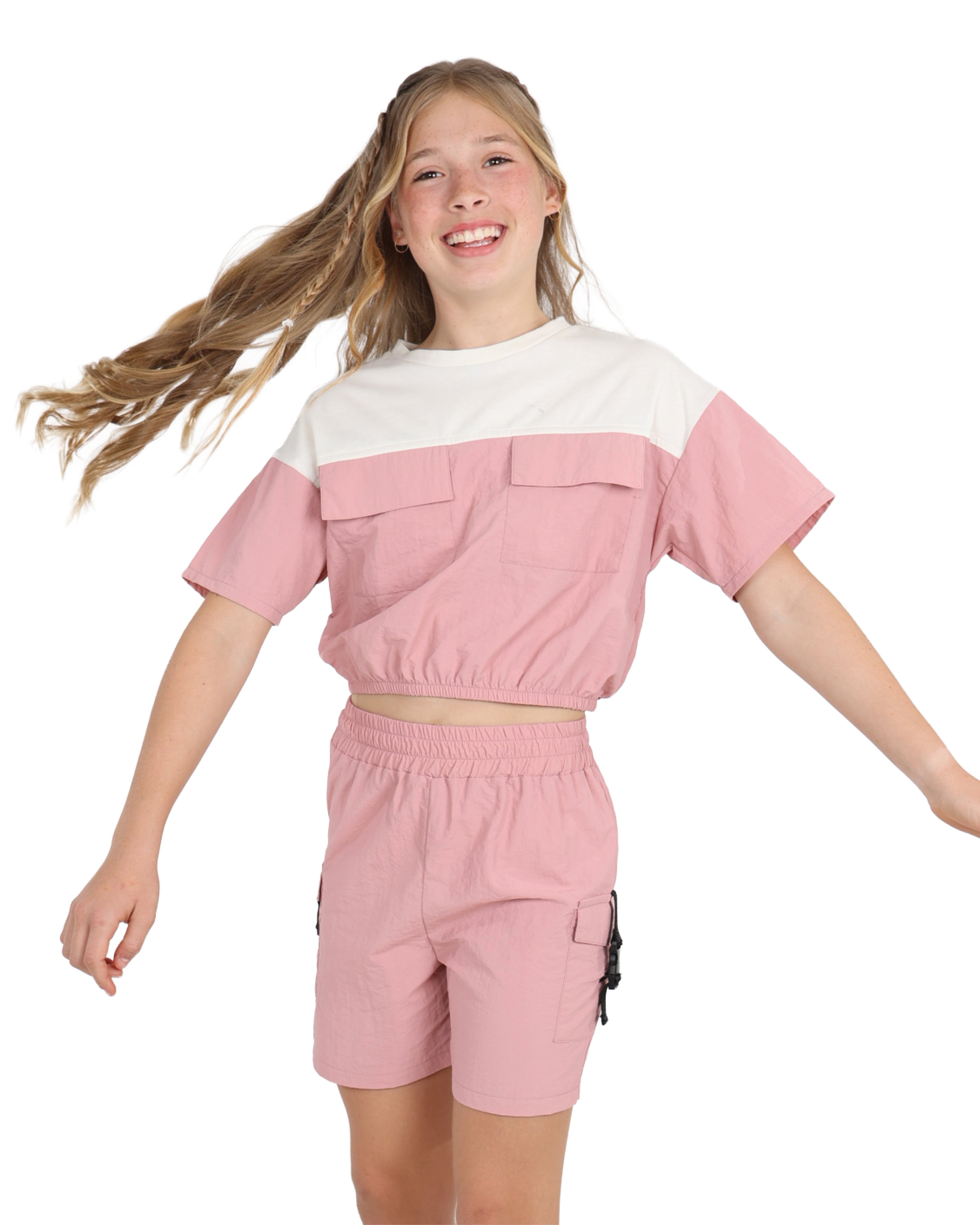 Parachute Style Colour Block Short Sleeve Top