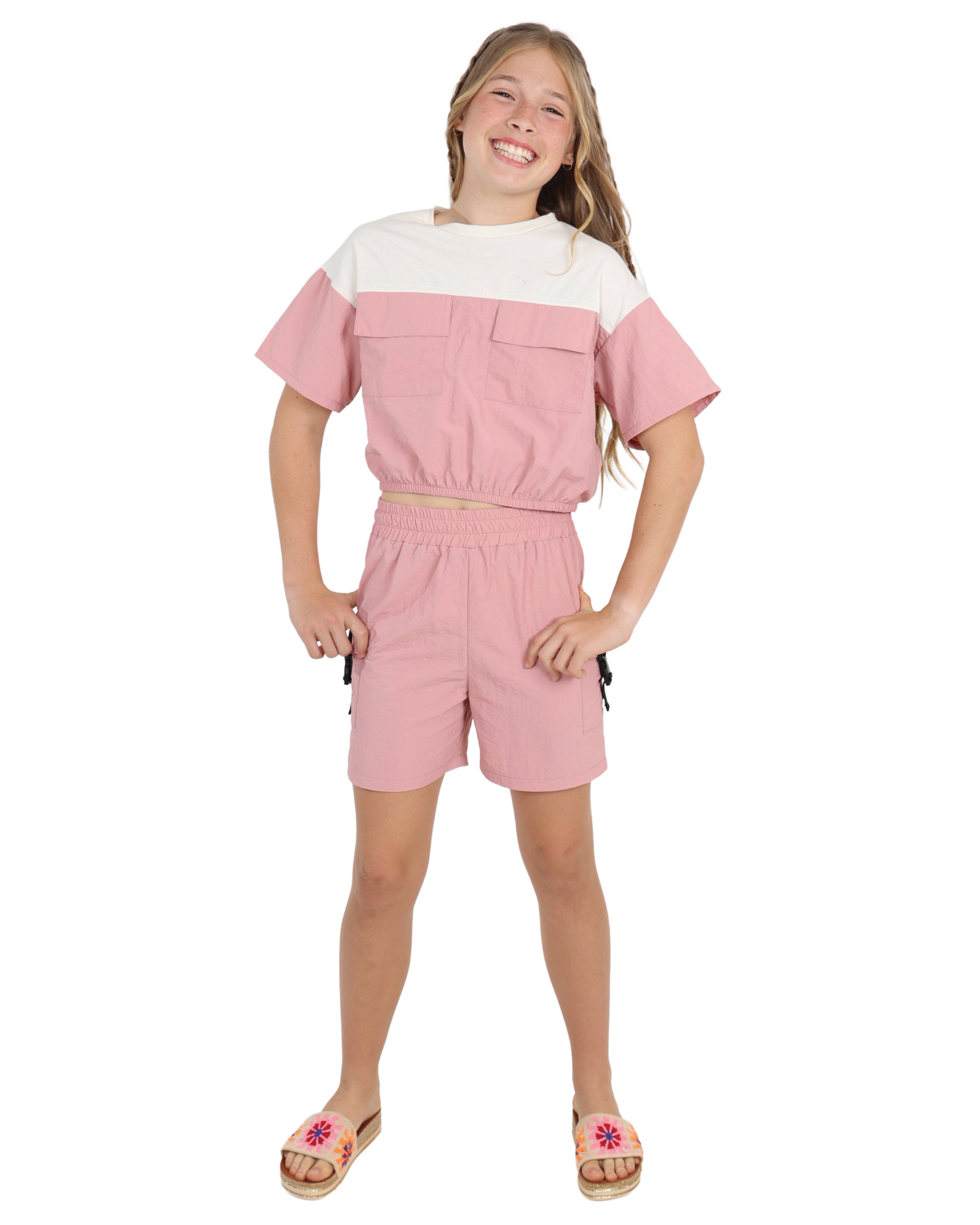 Parachute Style Colour Block Short Sleeve Top