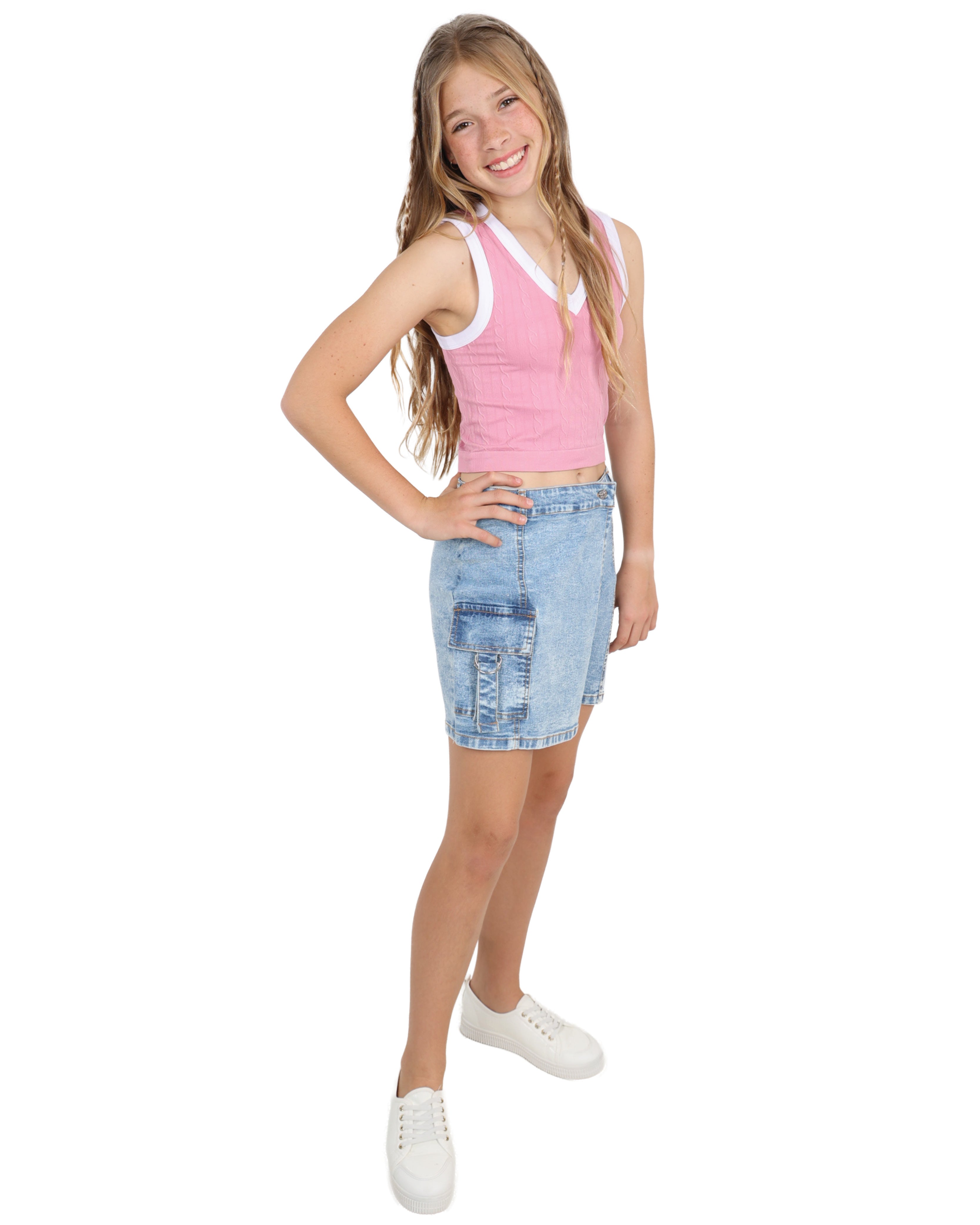 Denim Cargo Pocket Skort