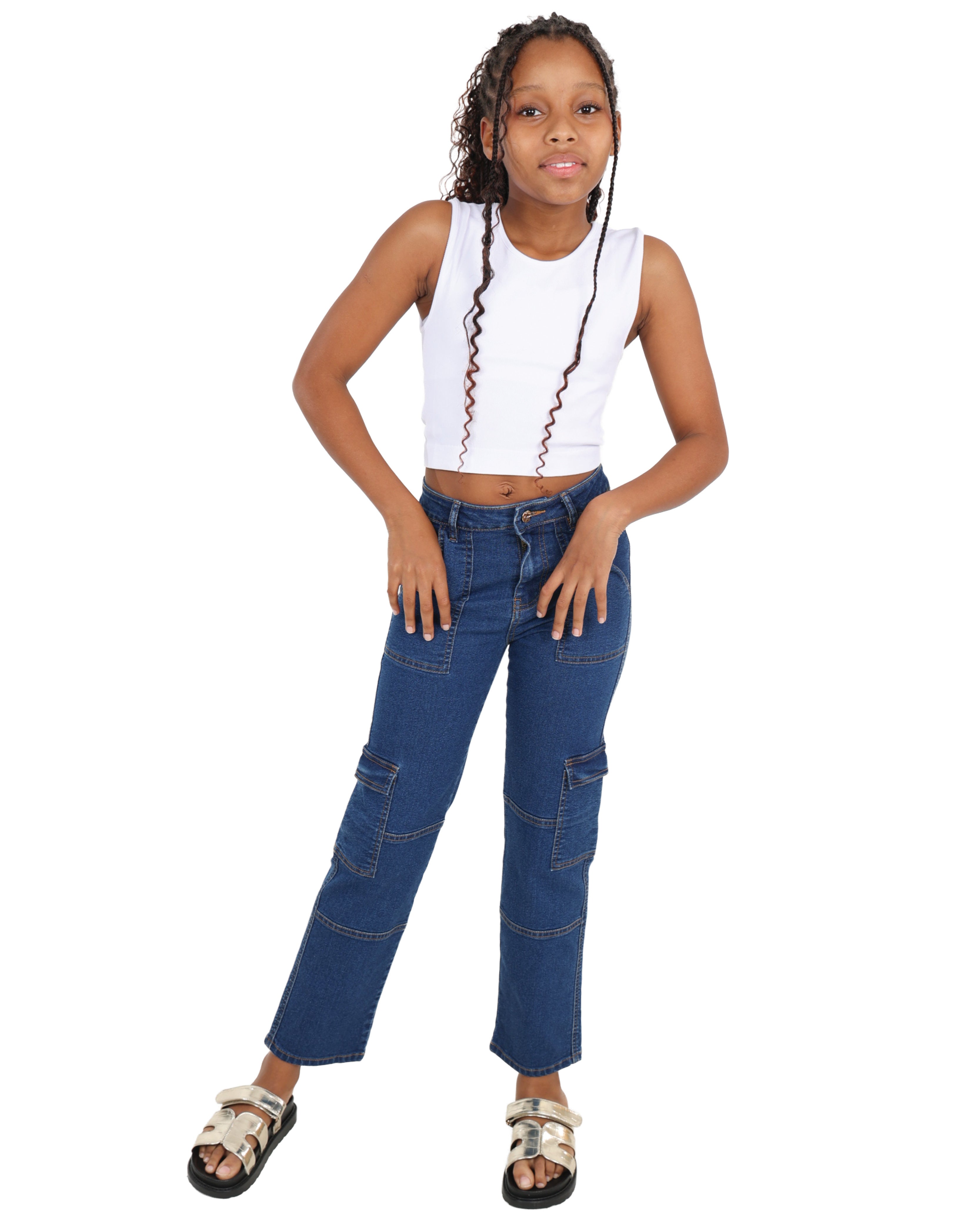 Medium Indigo Cargo Jeans