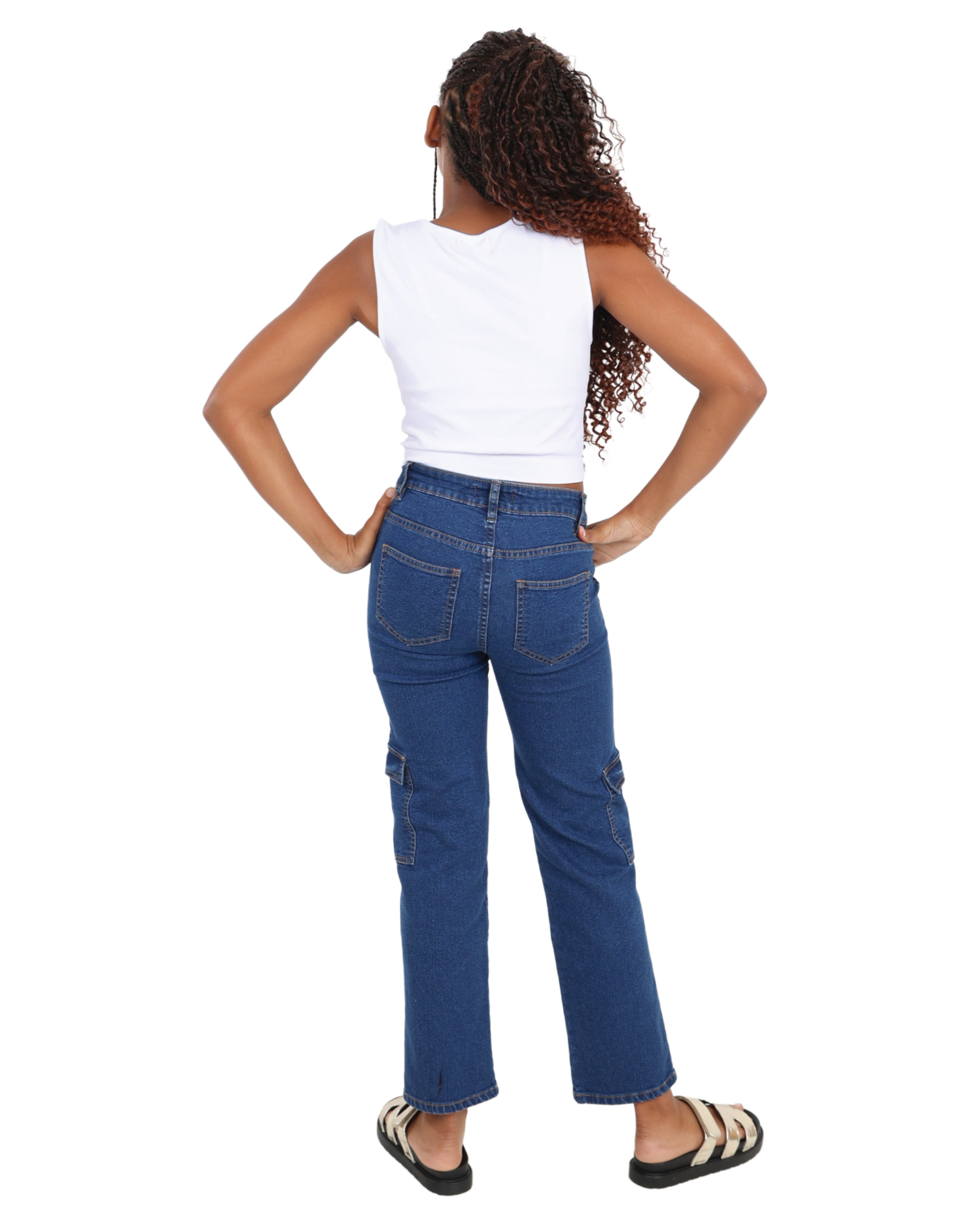 Medium Indigo Cargo Jeans