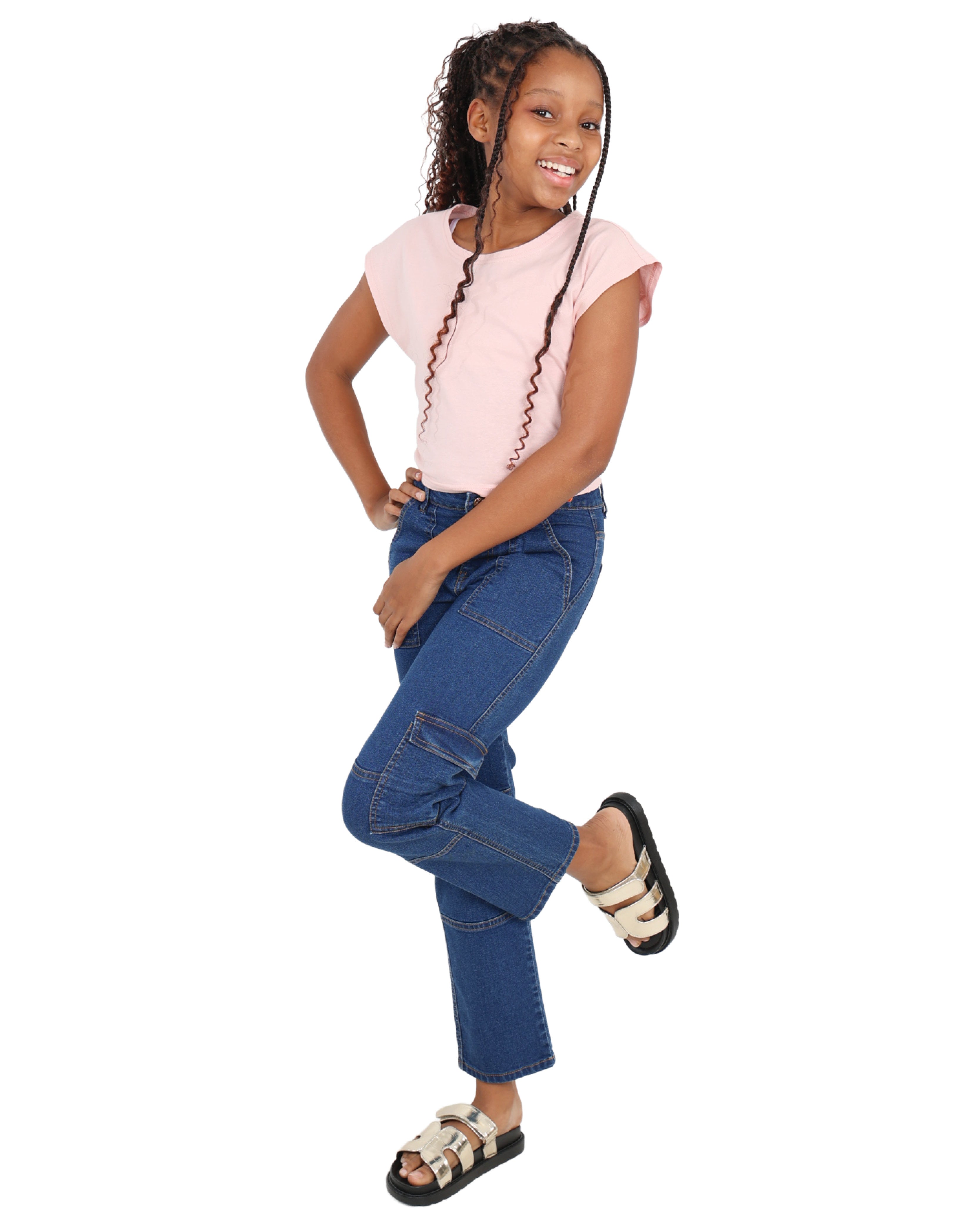 Short Sleeve Tapered Waist Pink Crop T-Shirt