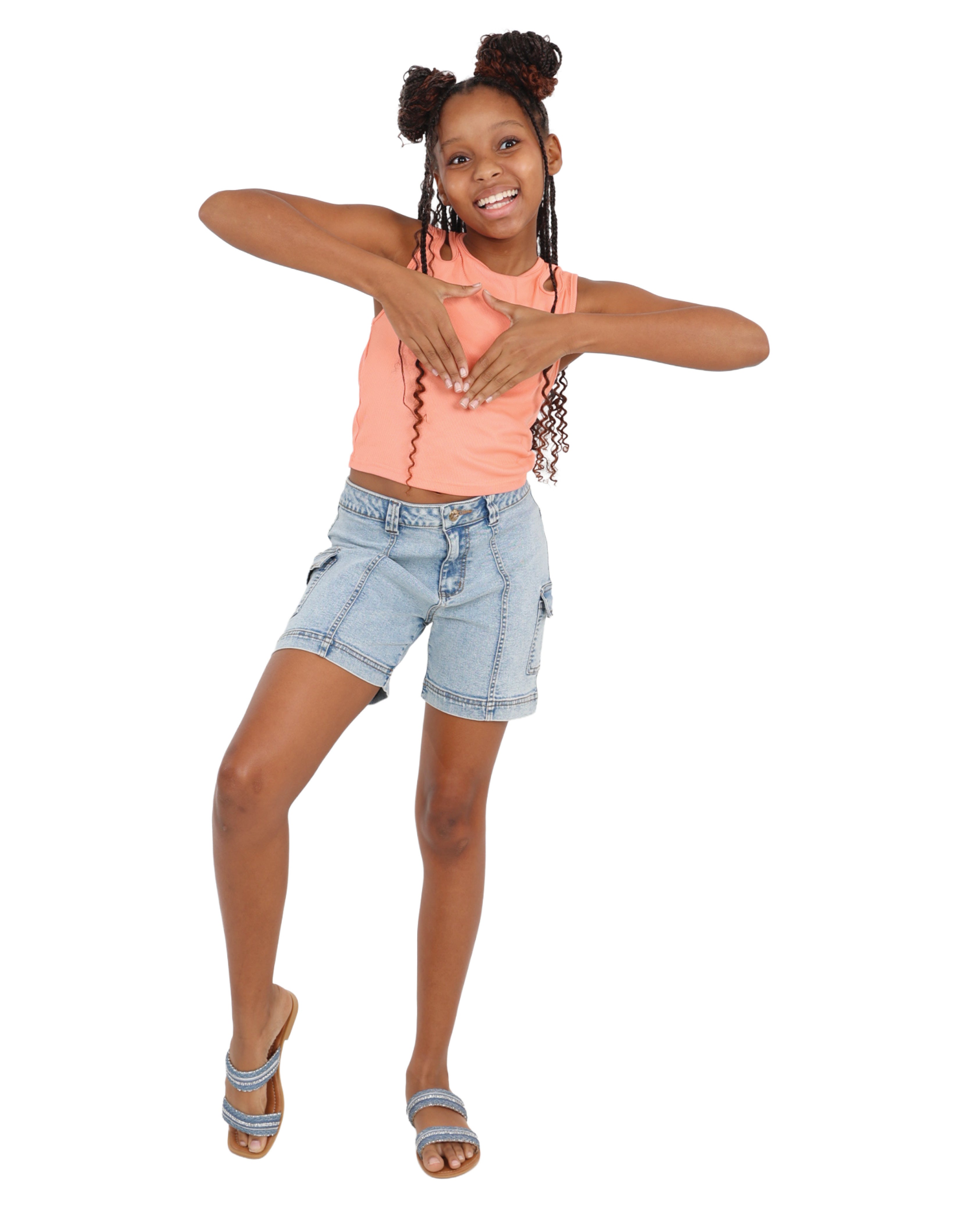 Coral Cut Out Detail Longer Length Crop Top