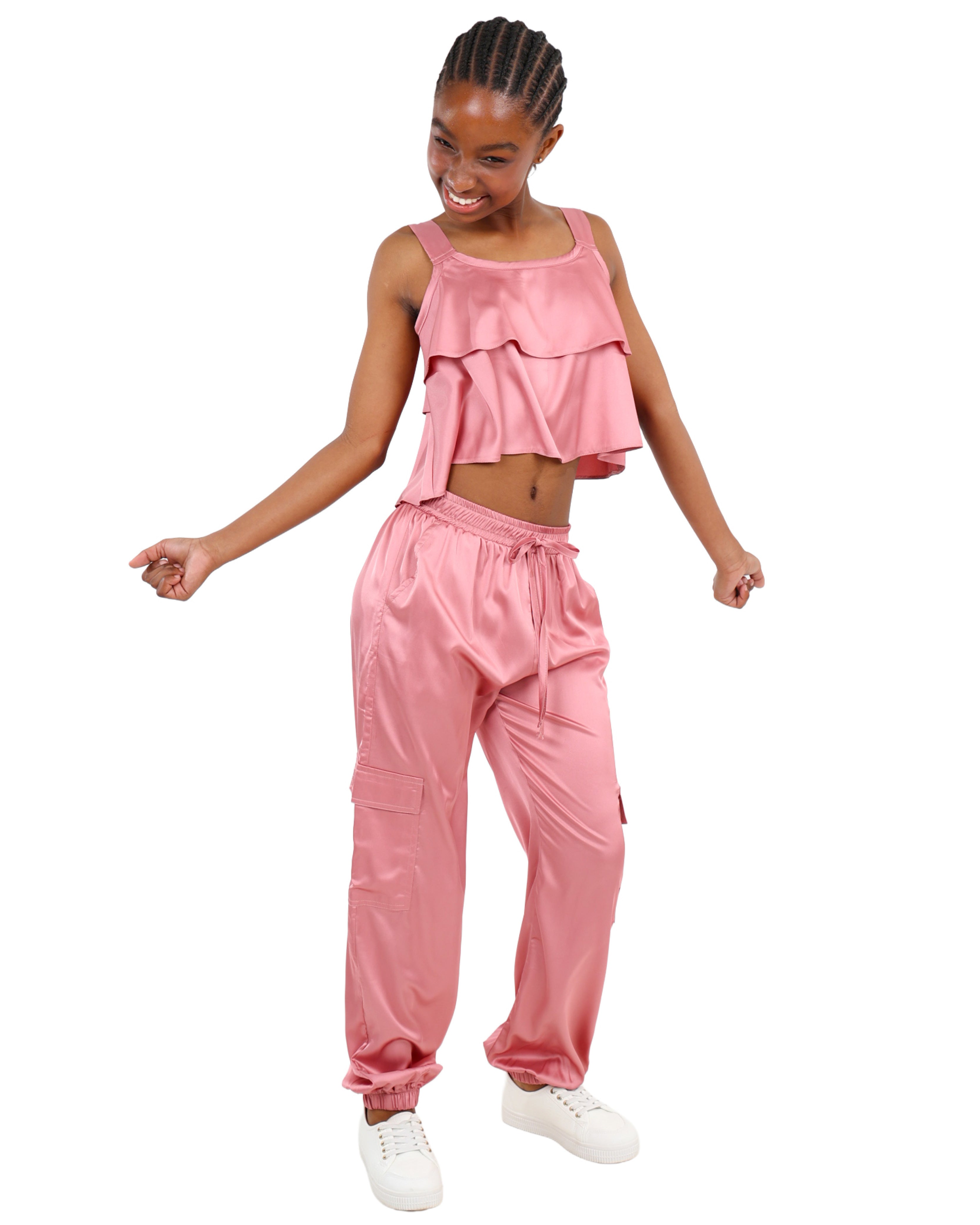 Satin Sleeveless Crop Top