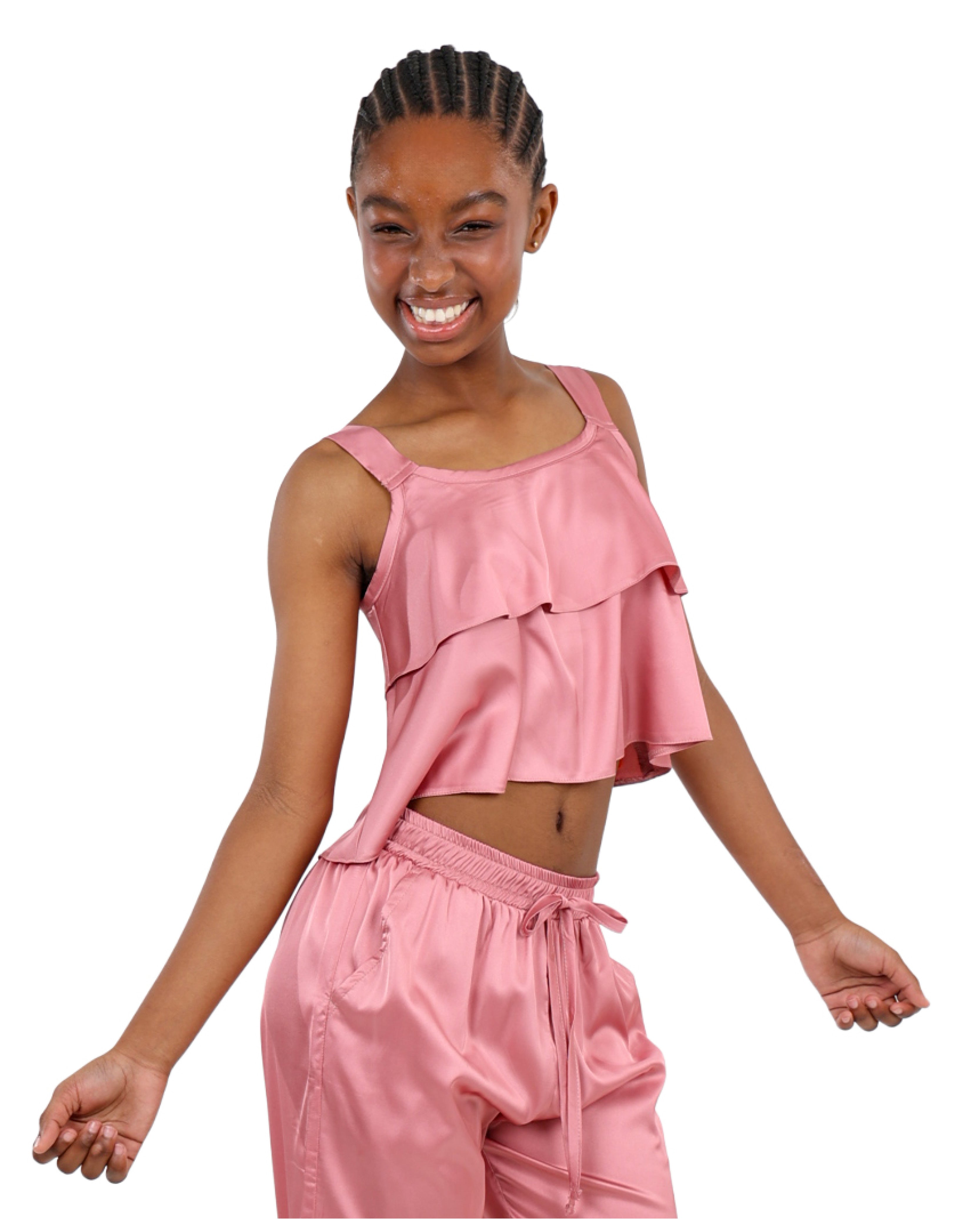 Satin Sleeveless Crop Top