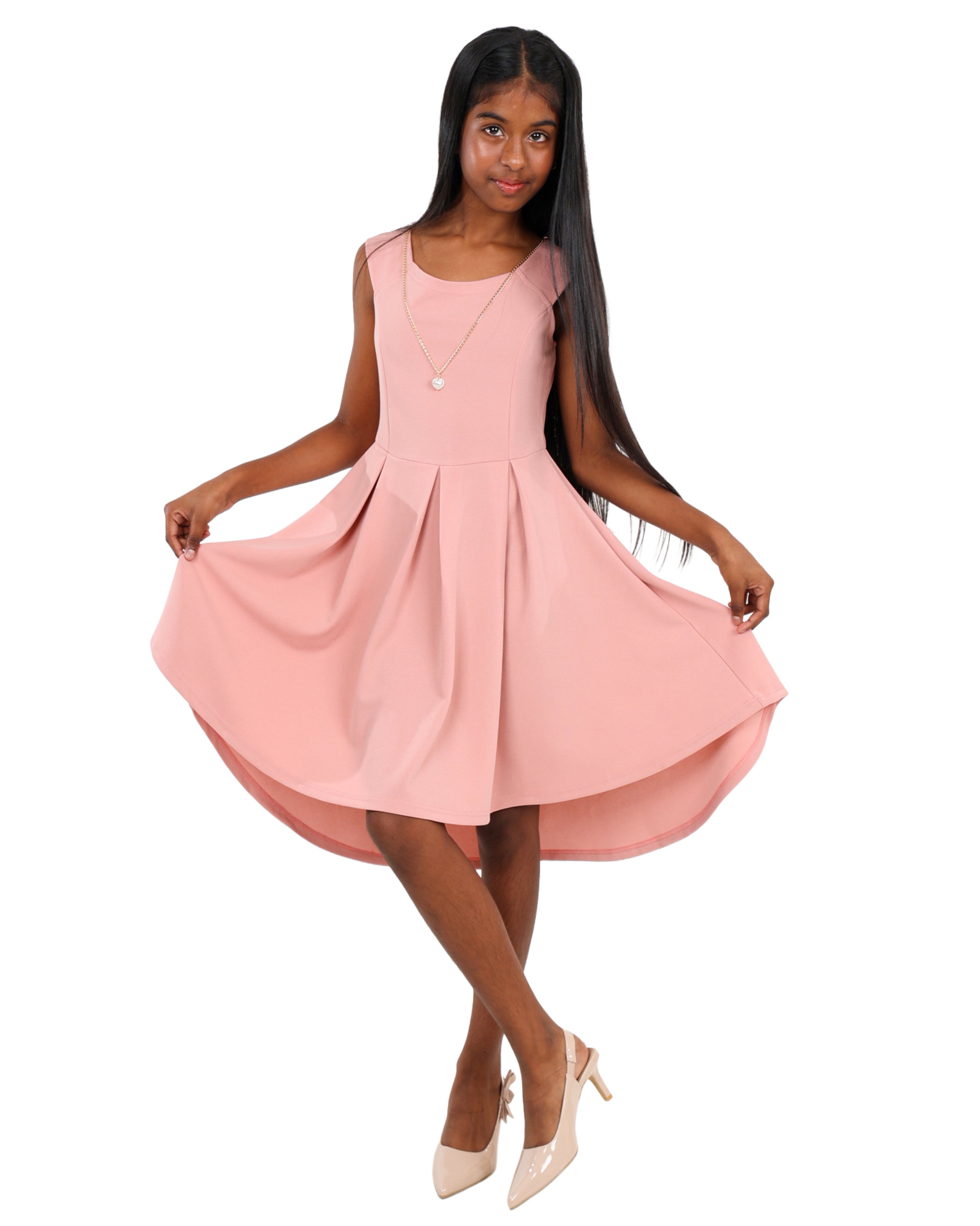 Sleeveless Flair Dress with Necklace