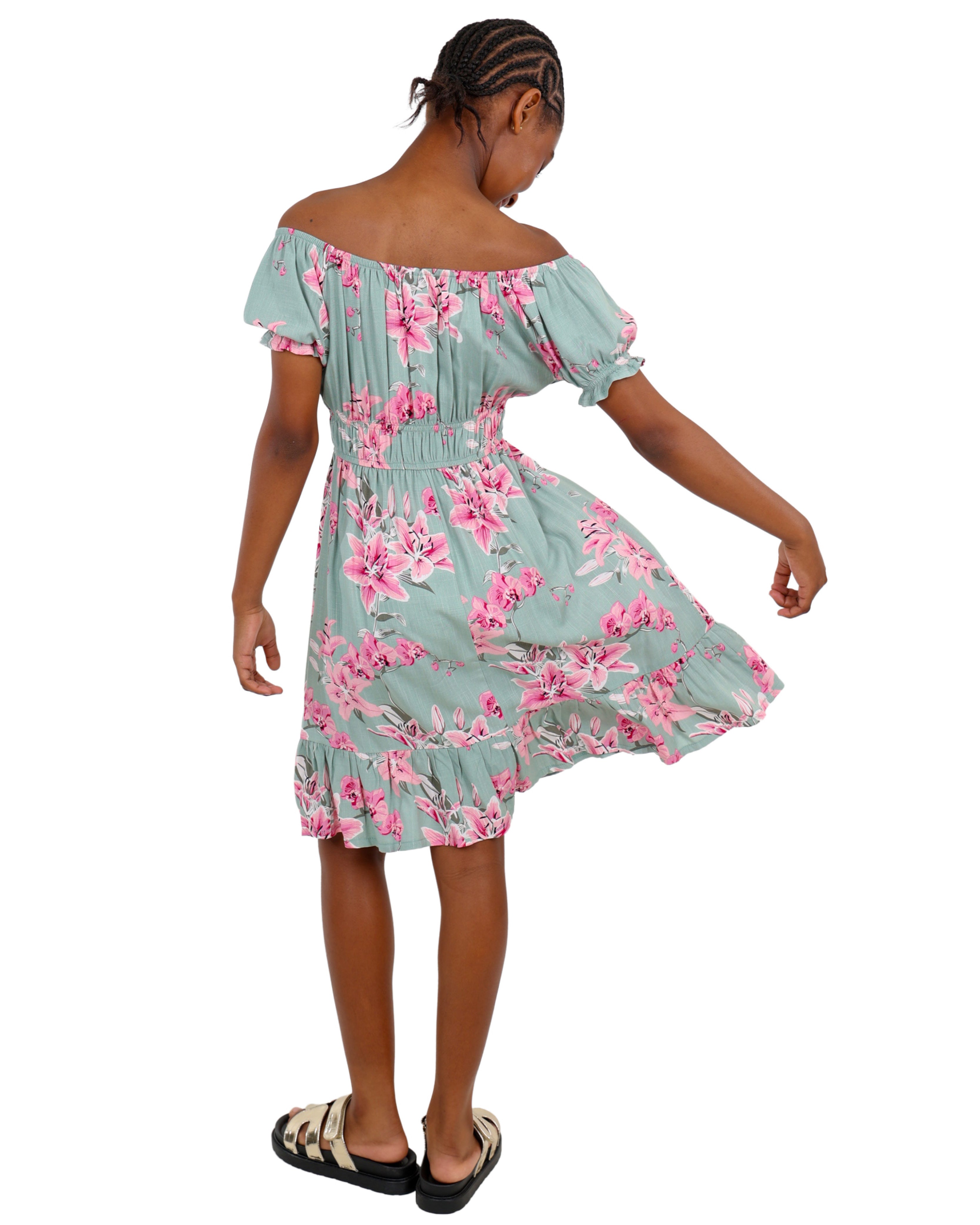 Floral Print Elasticated Short Sleeve Dress