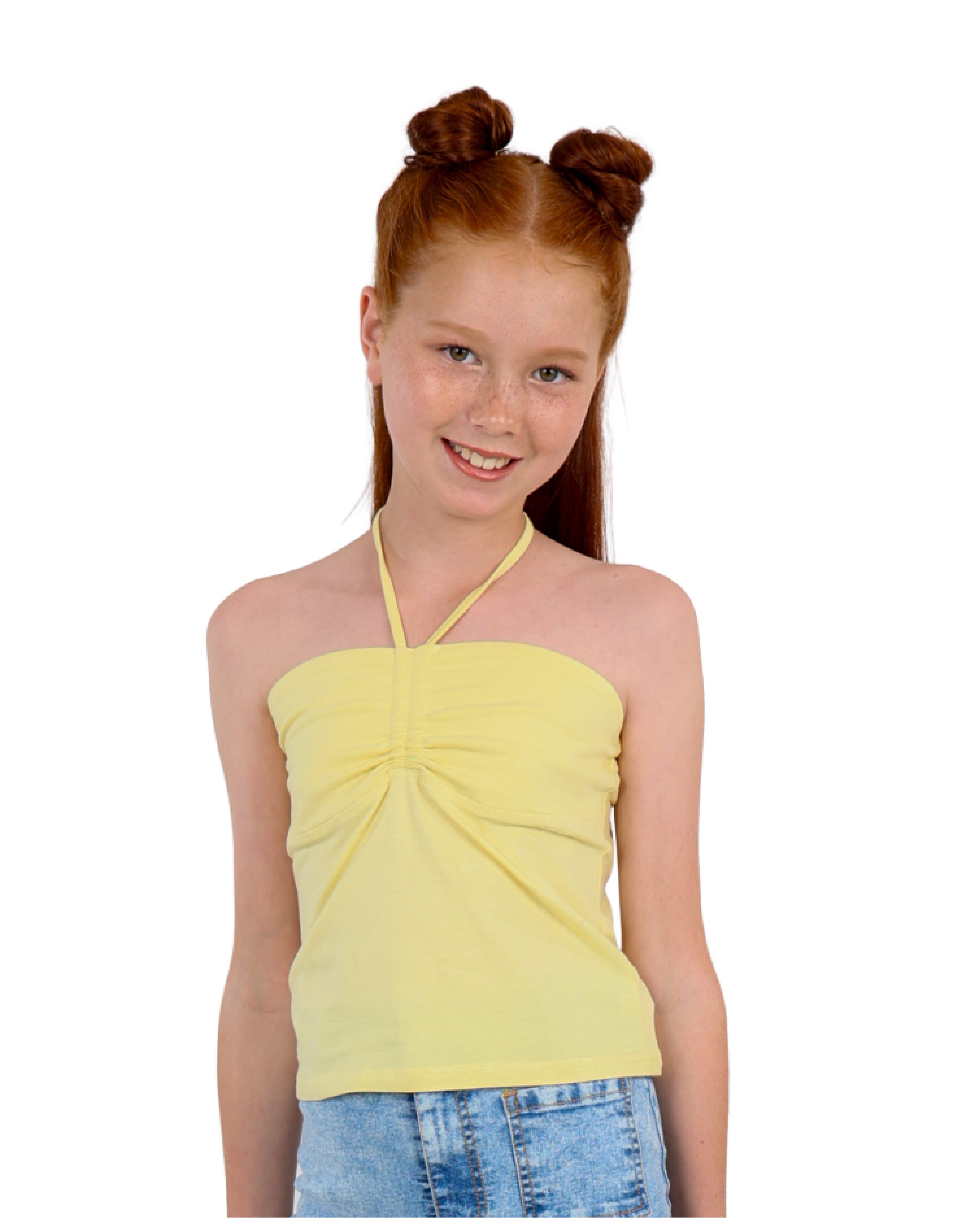 Yellow Boobtube Tie Up Top