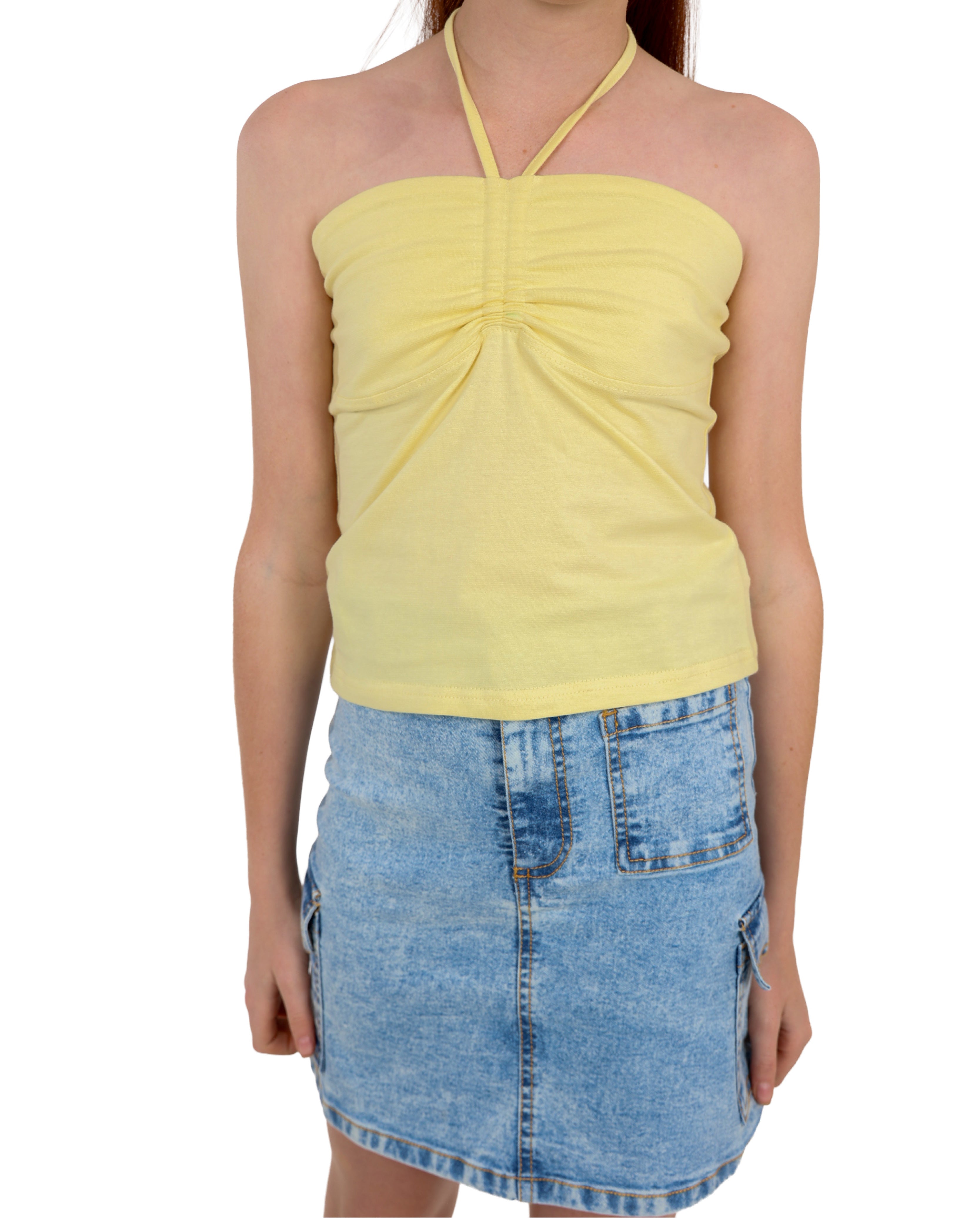 Yellow Boobtube Tie Up Top