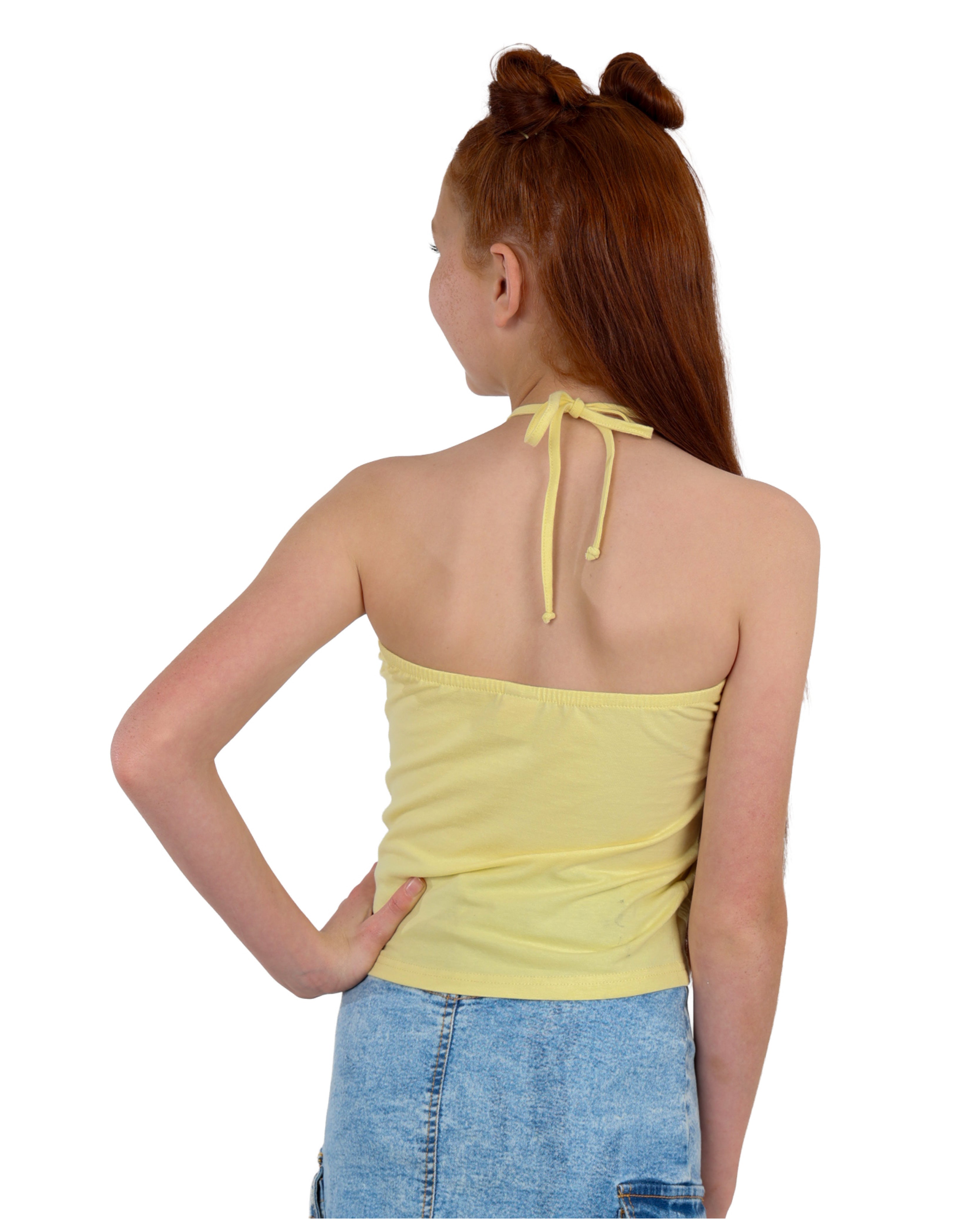 Yellow Boobtube Tie Up Top