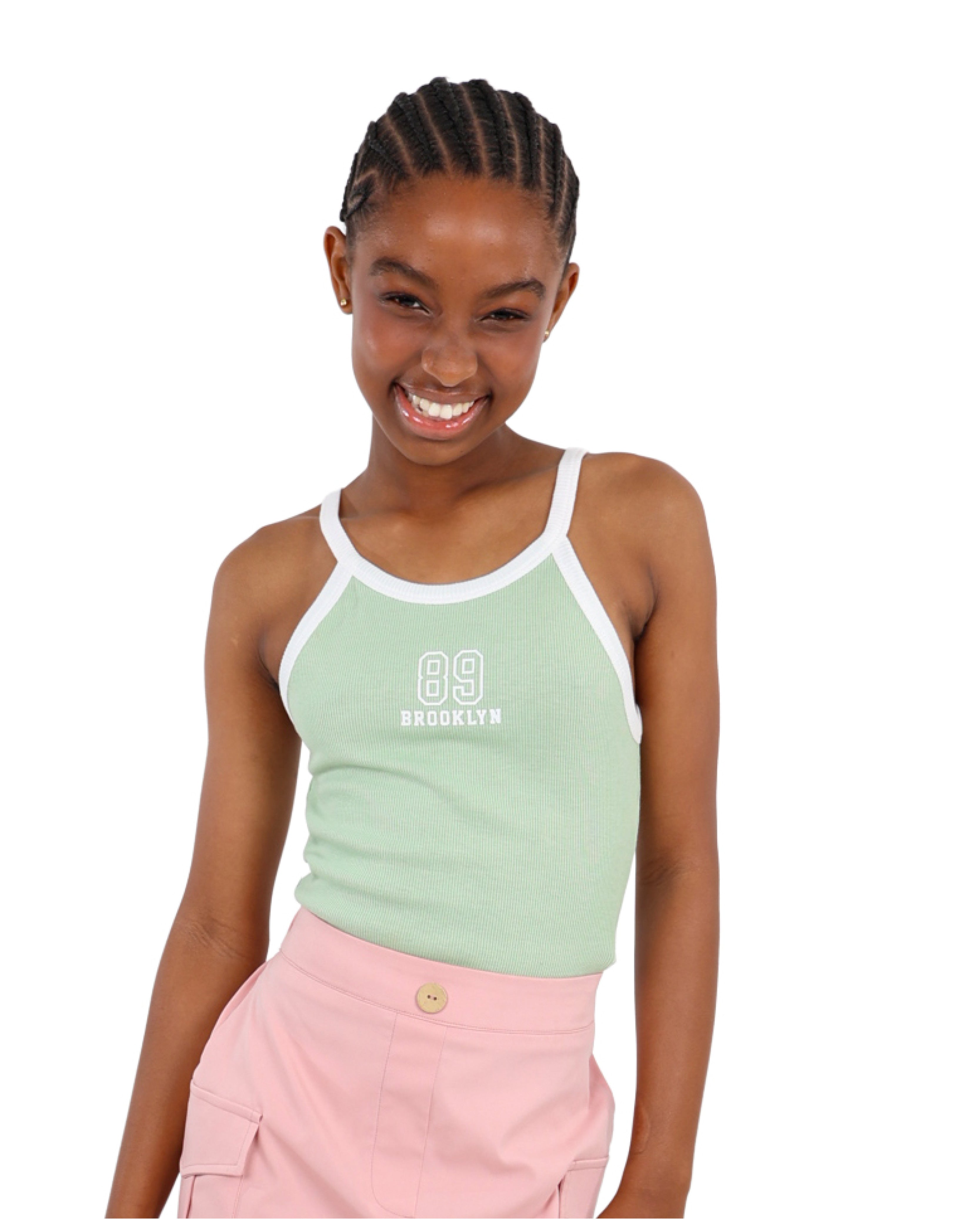 Sage Contrast Trim Tank Top