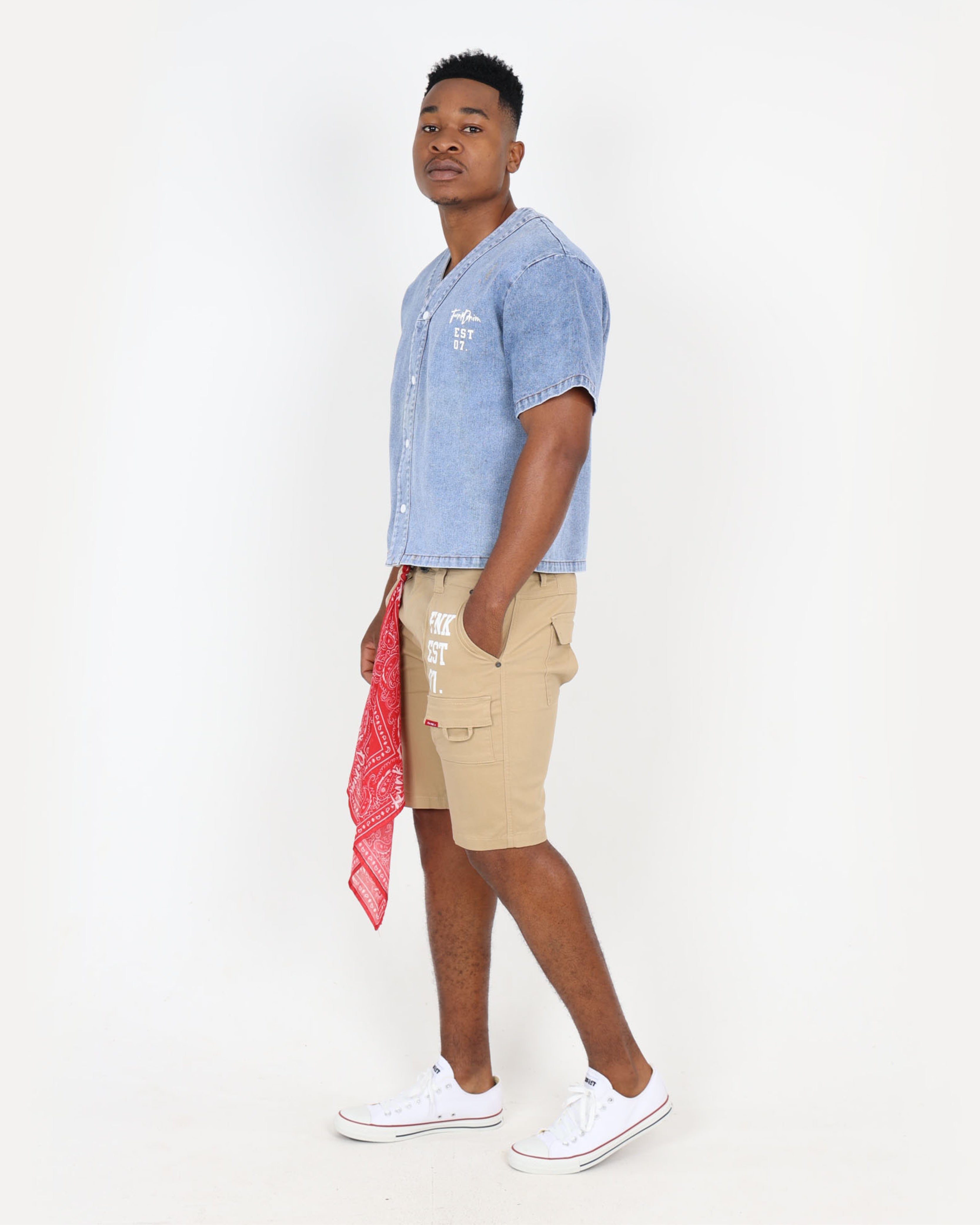 Funk Utility Denim Statement Shorts