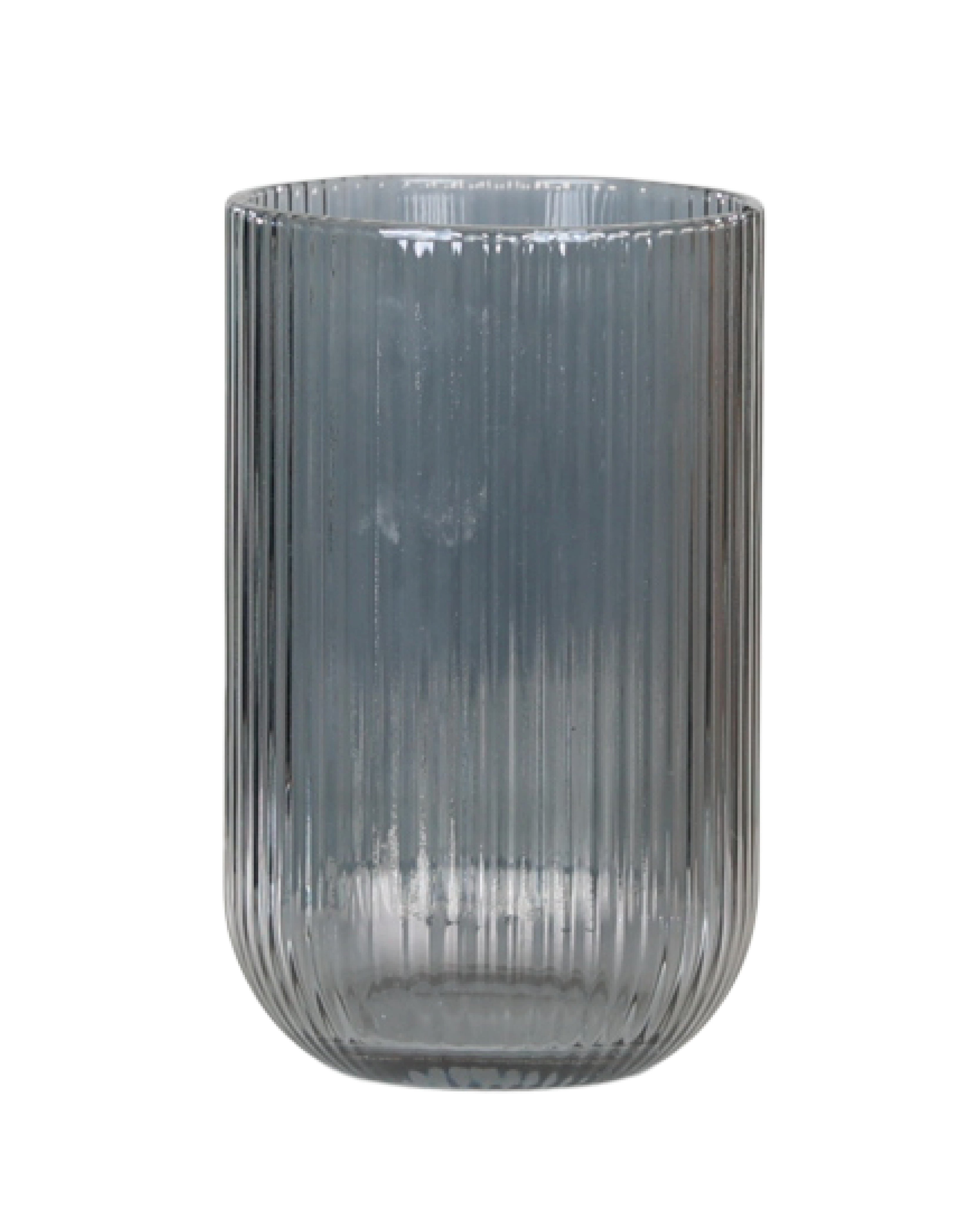 Grey Glass Ribbed Tumbler