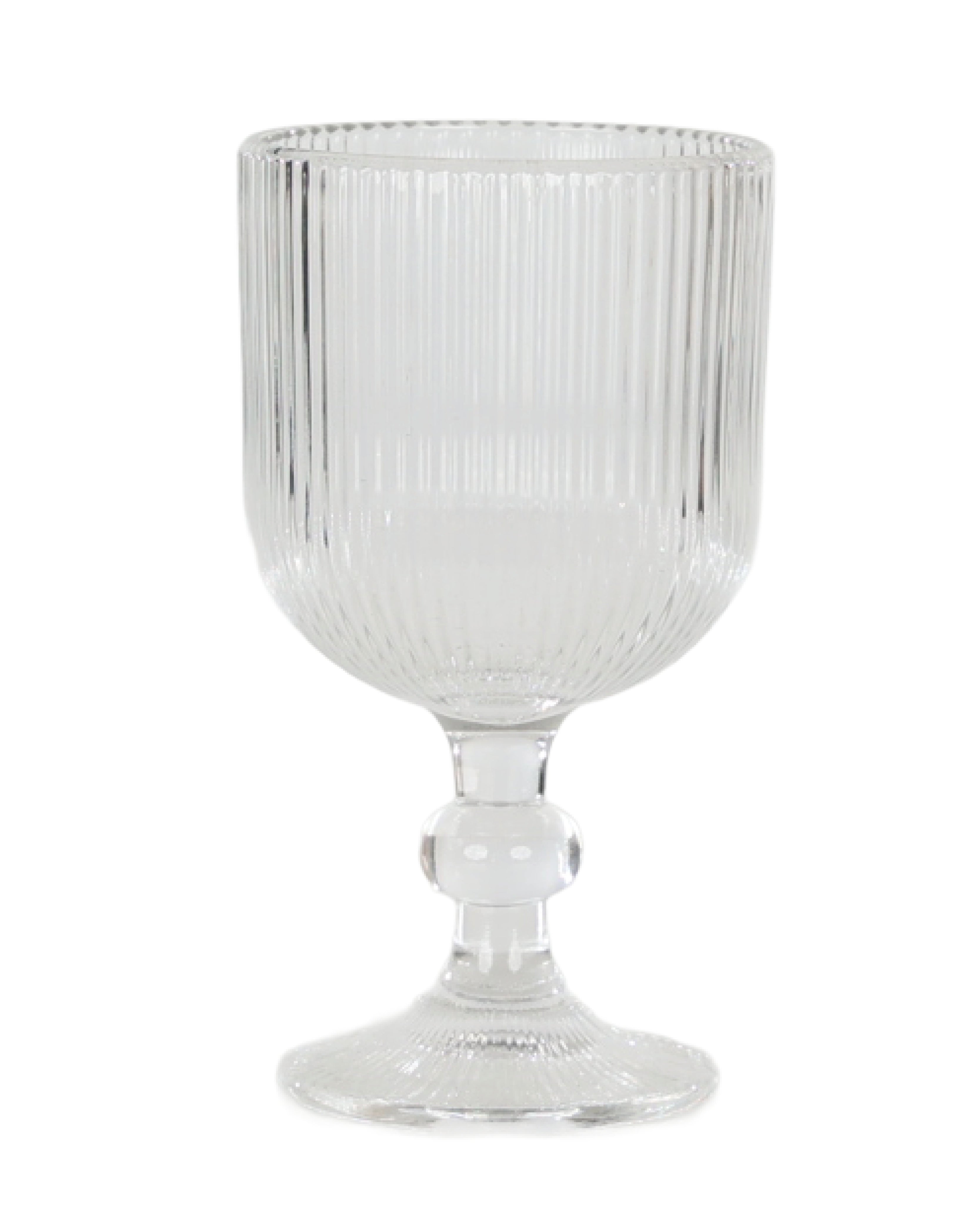 Clear Glass Ribbed Wine Glass