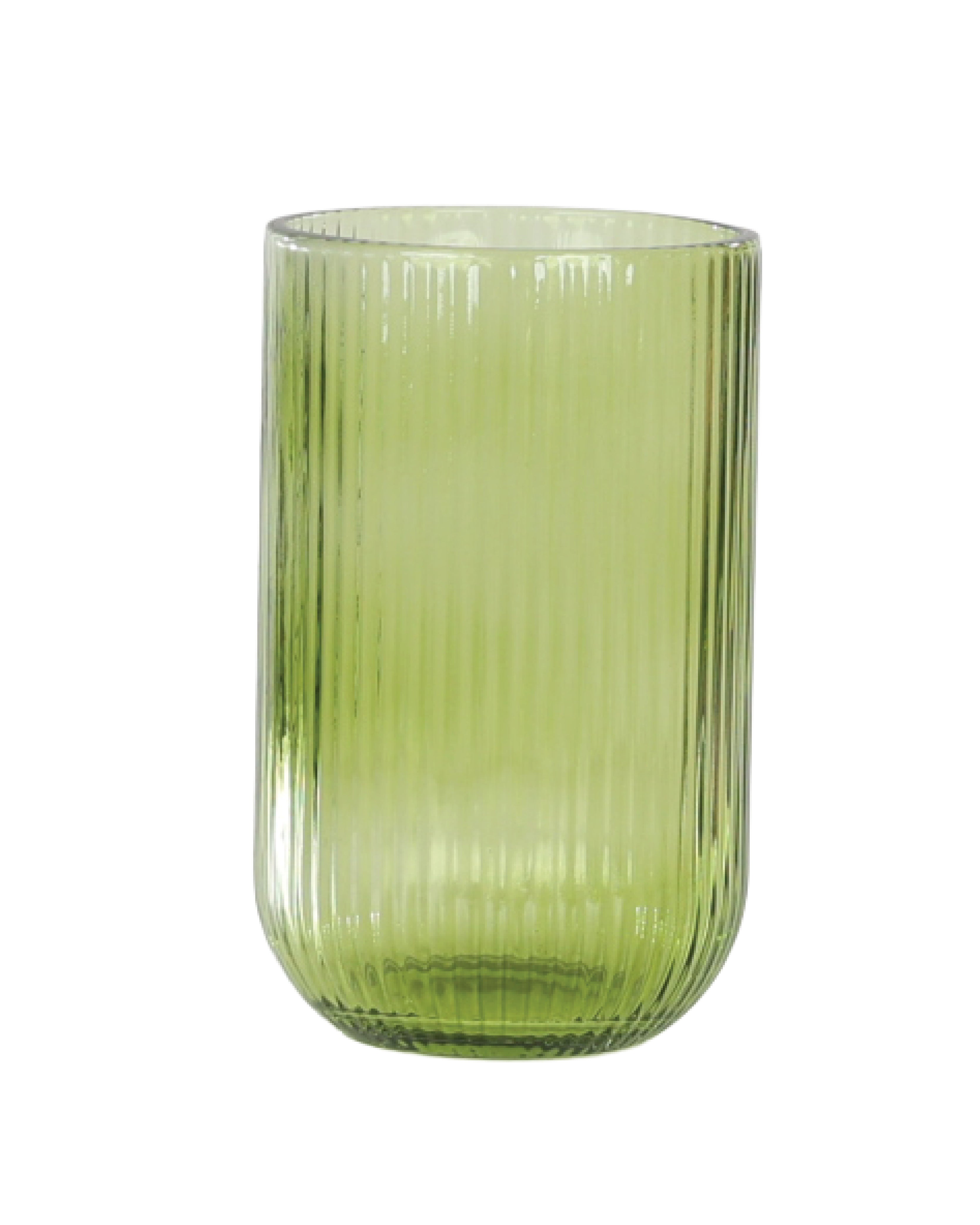 Green Ribbed Glass Tumbler