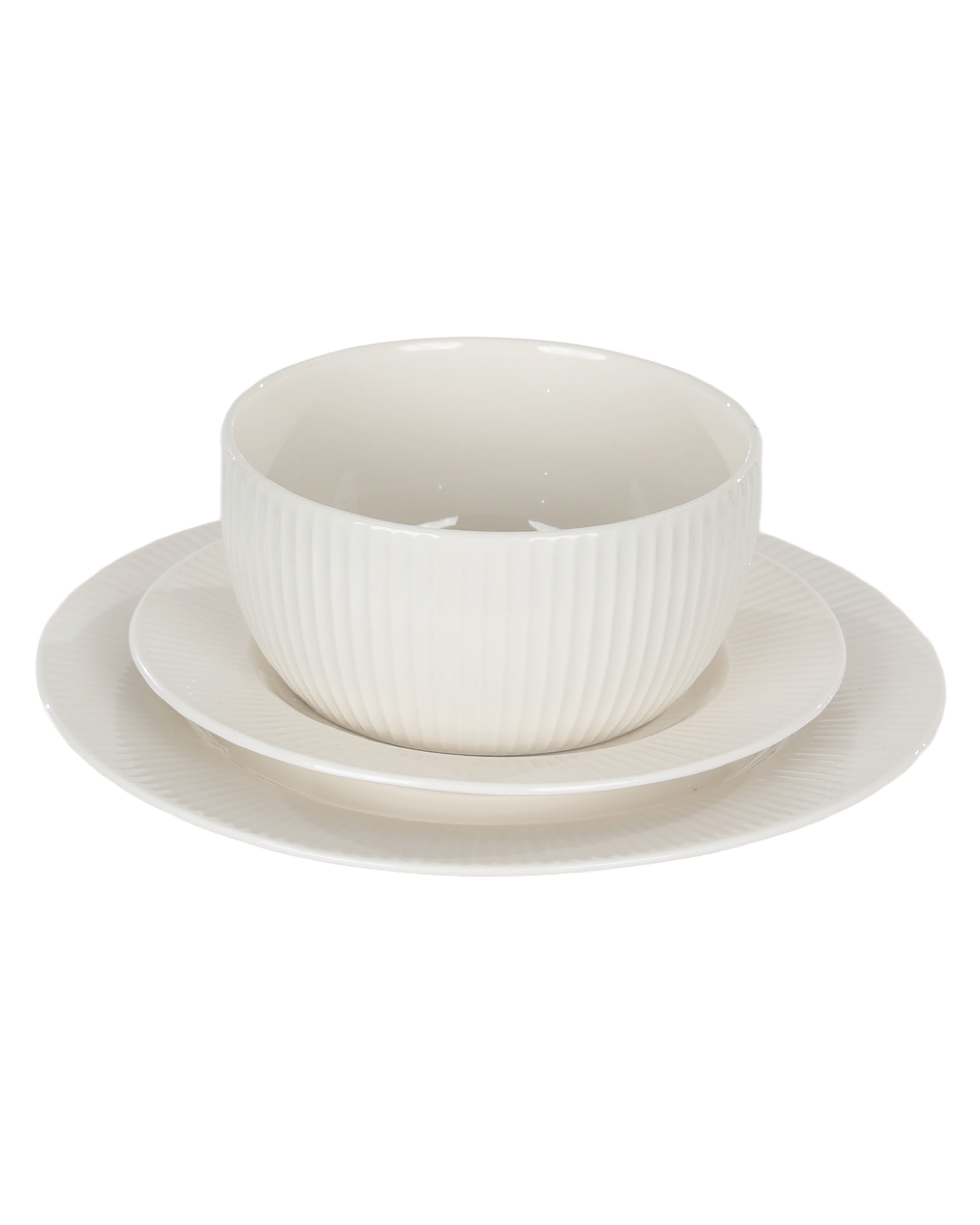White Ribbed Trimmed Edge Bowl