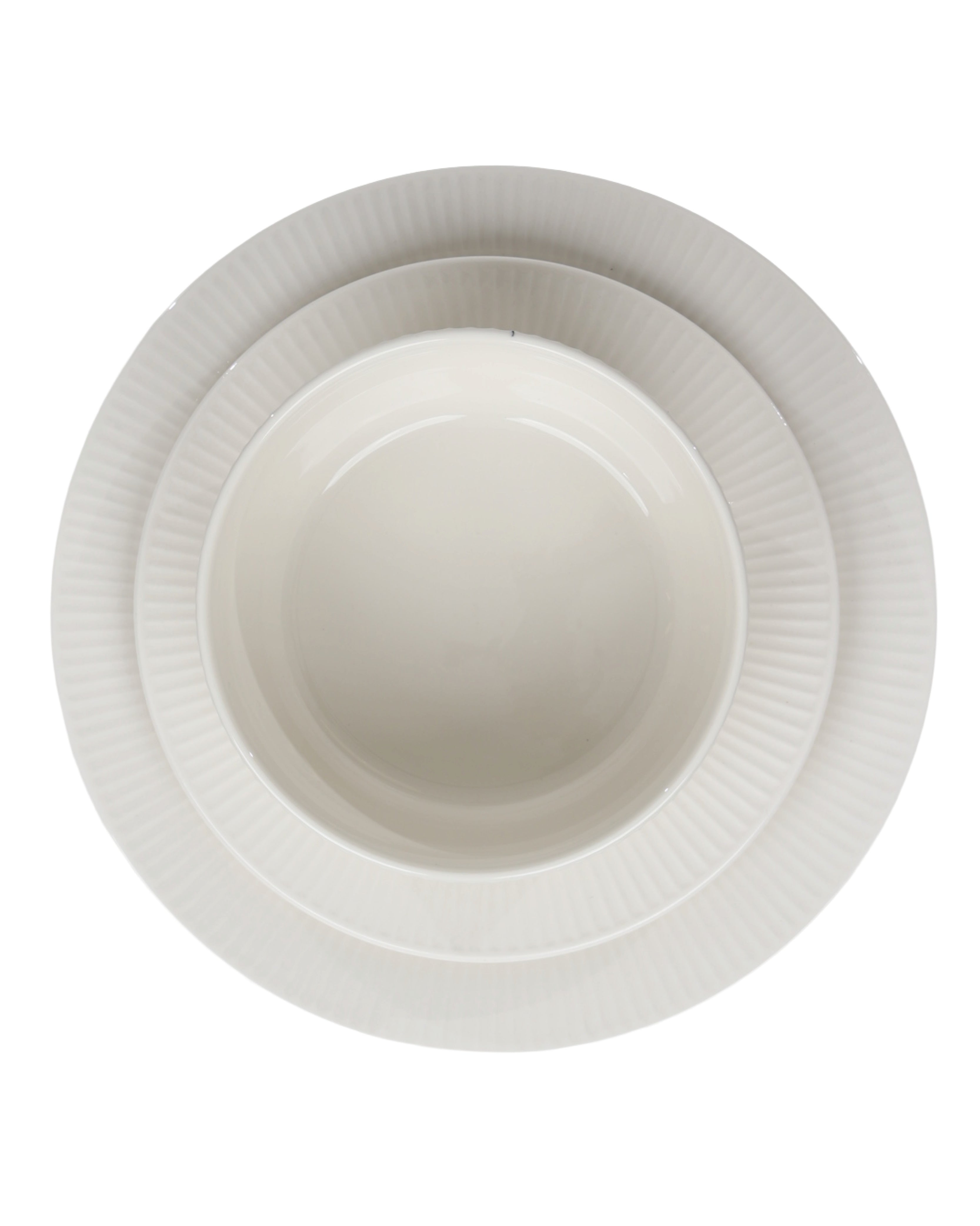 White Ribbed Trimmed Edge Bowl