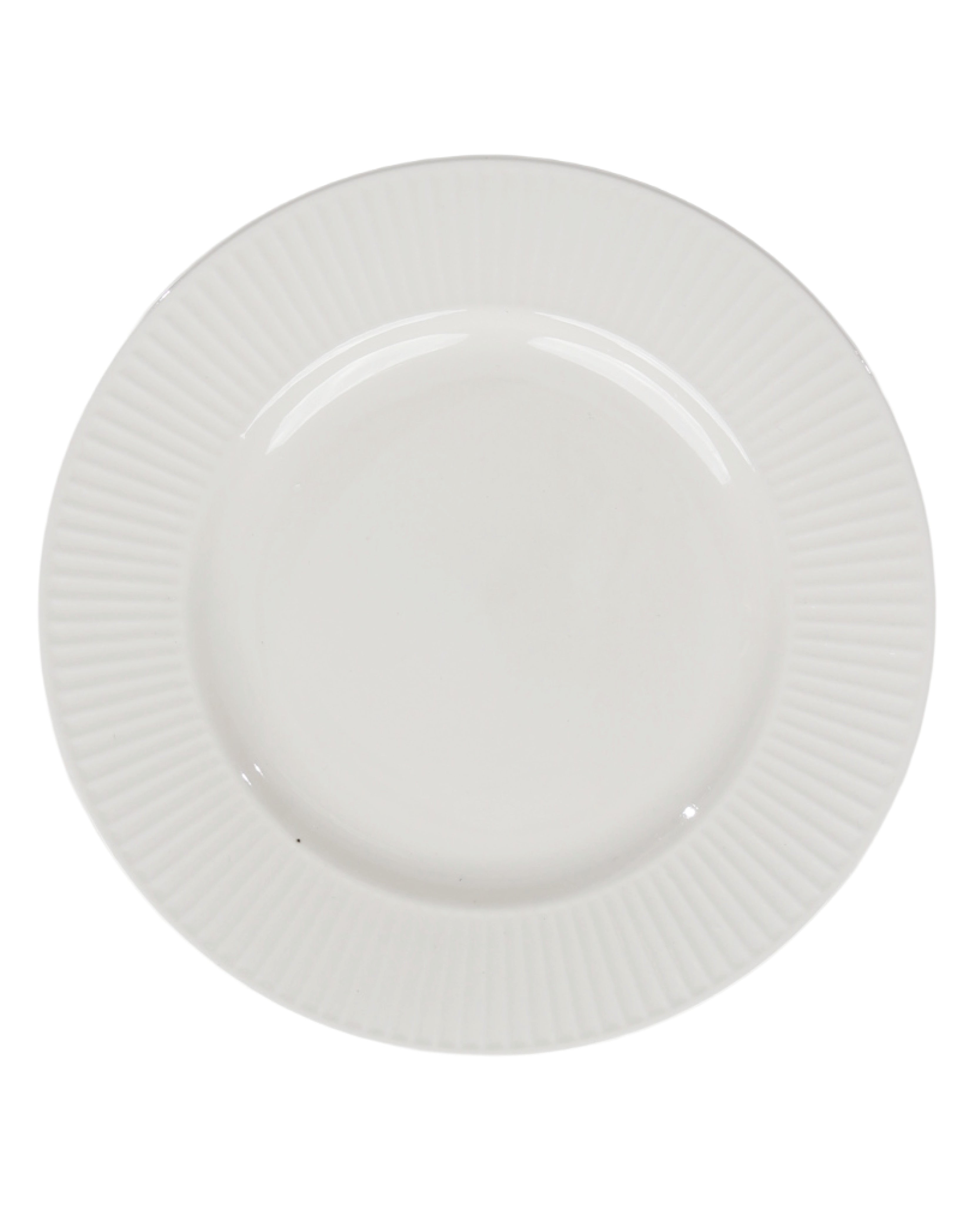 White Ribbed Trimmed Edge Dinner Plate