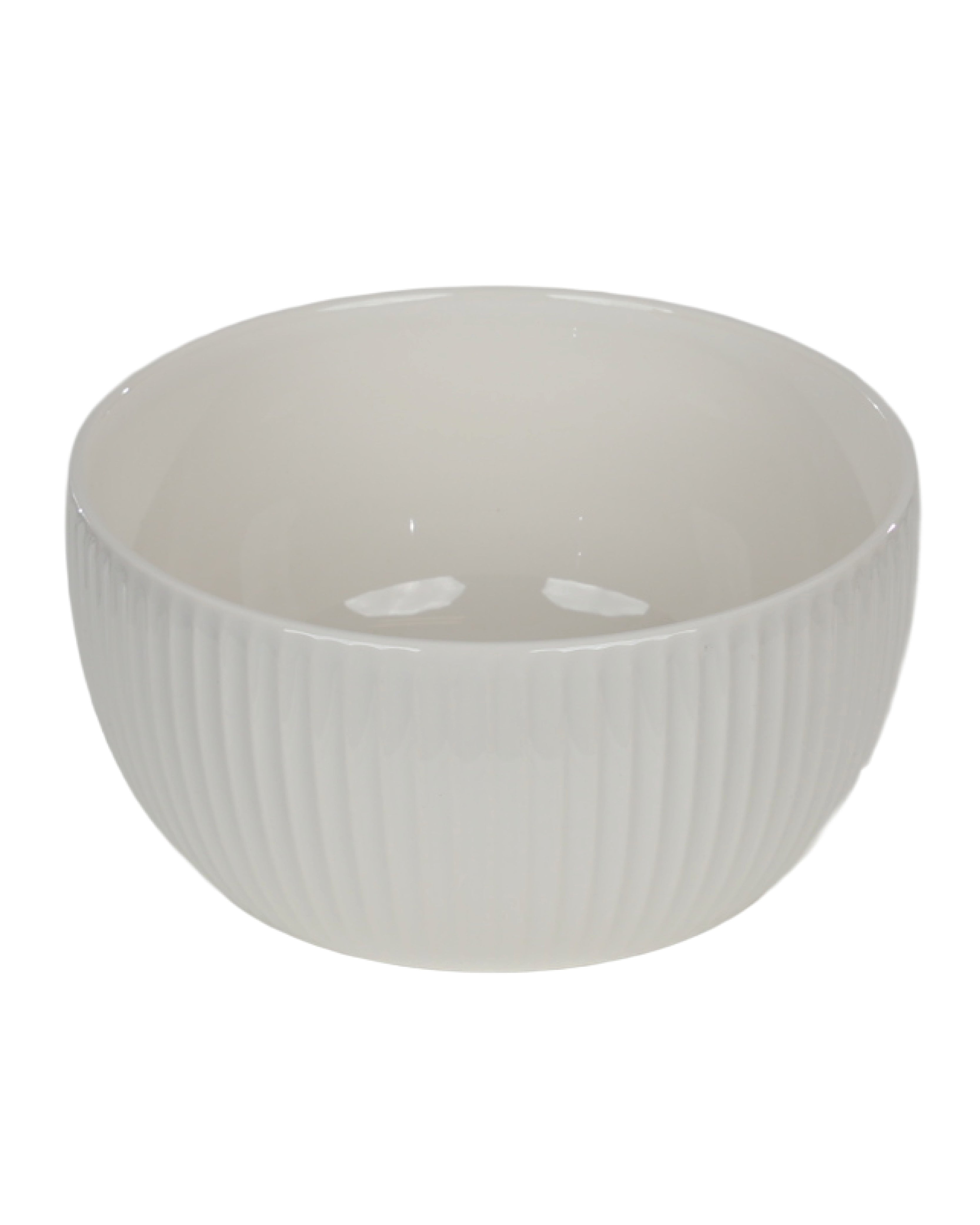 White Ribbed Trimmed Edge Bowl