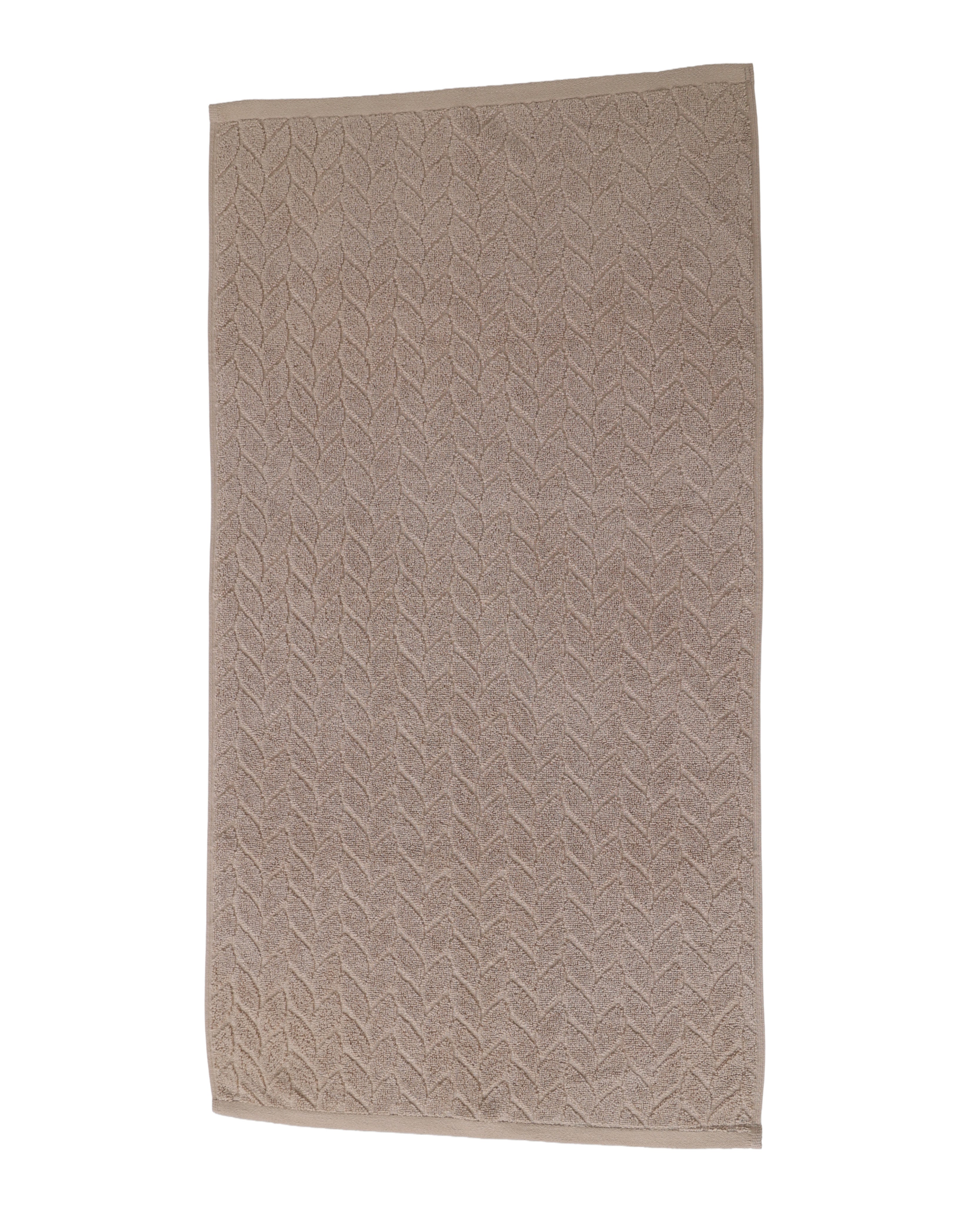 Beige Jacquard Leaf Cotton Bath Sheet