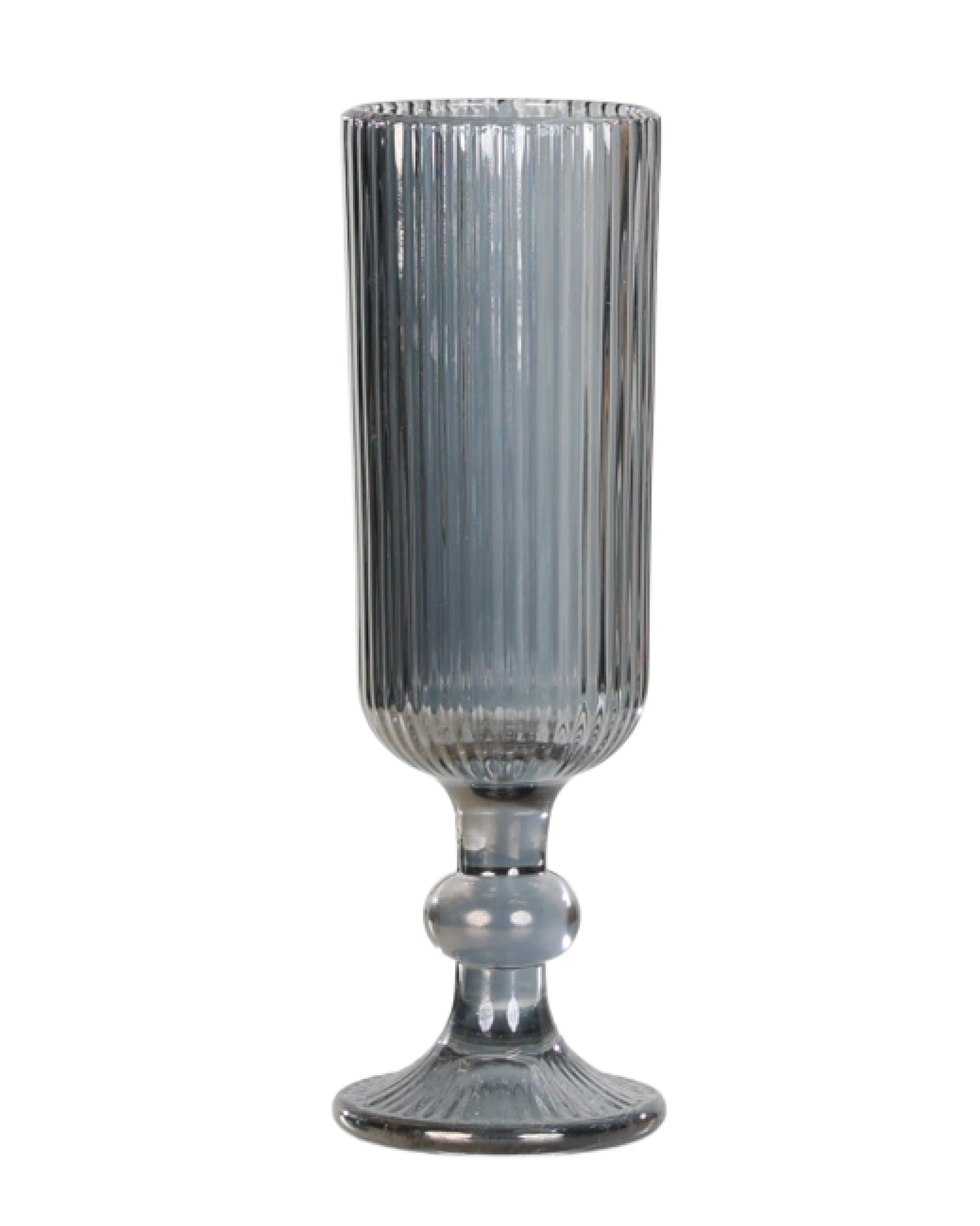 Grey Glass Ribbed Champagne Flute