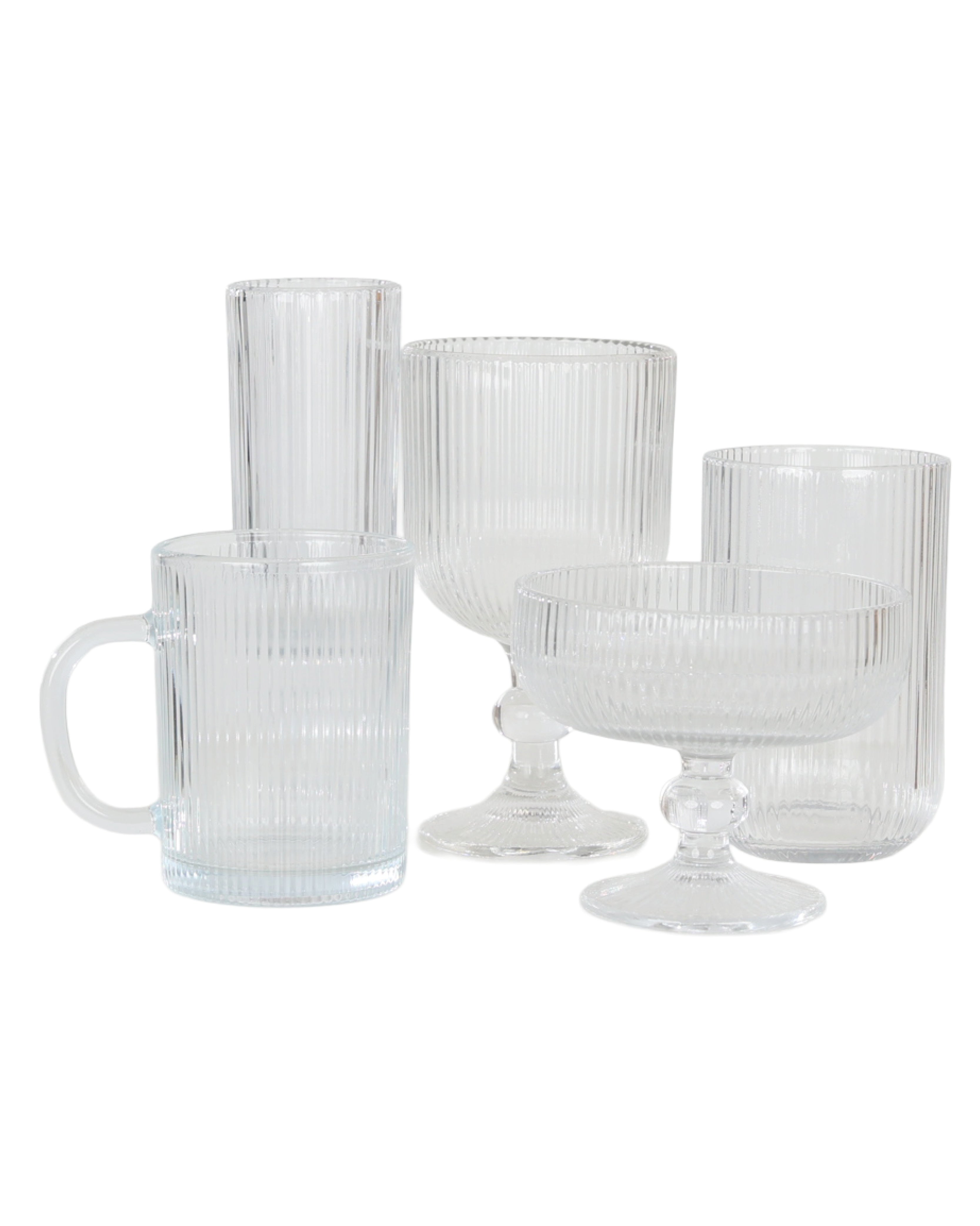 Clear Glass Ribbed Coffee Mug