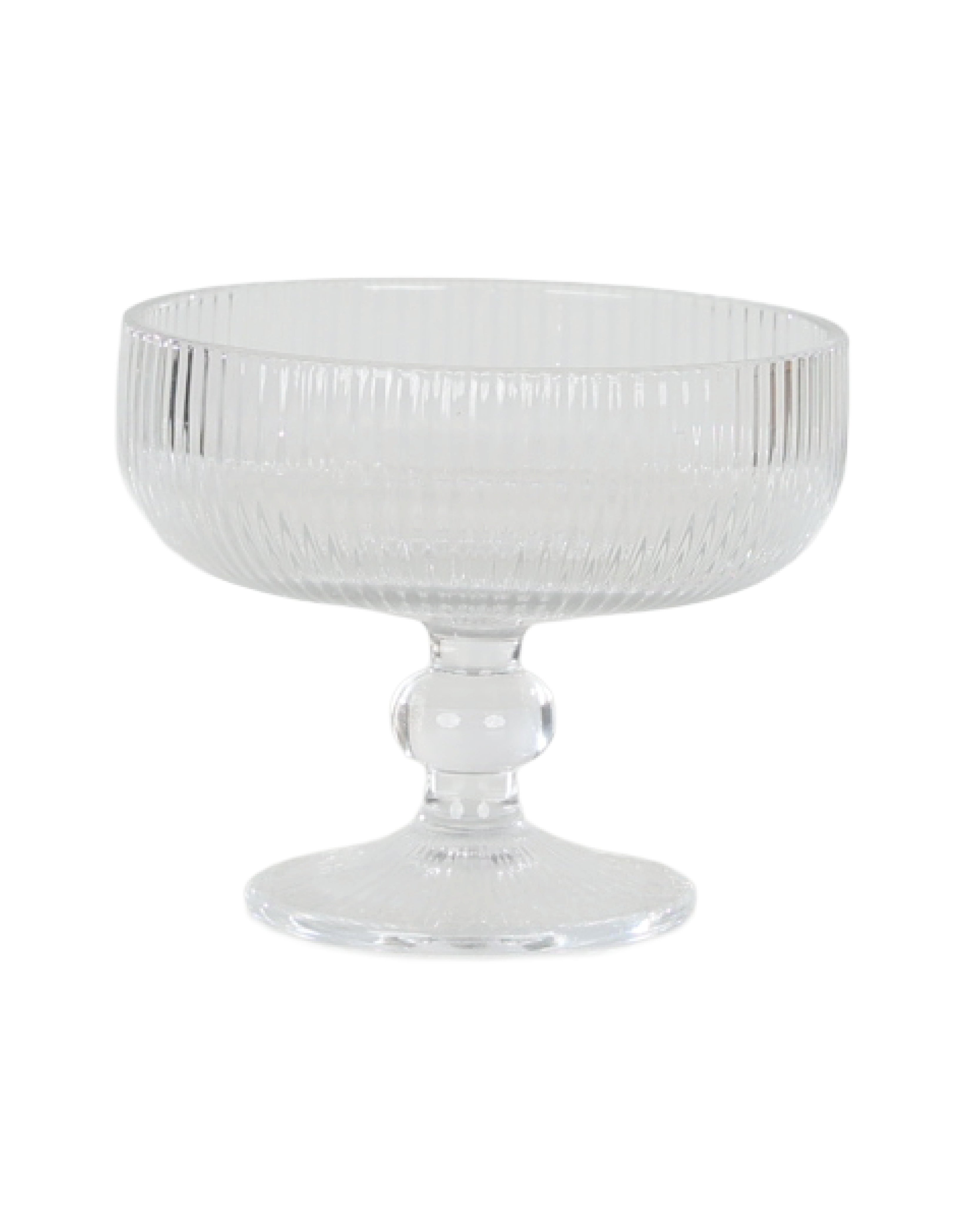 Clear Glass Ribbed Footed Dessert Bowl