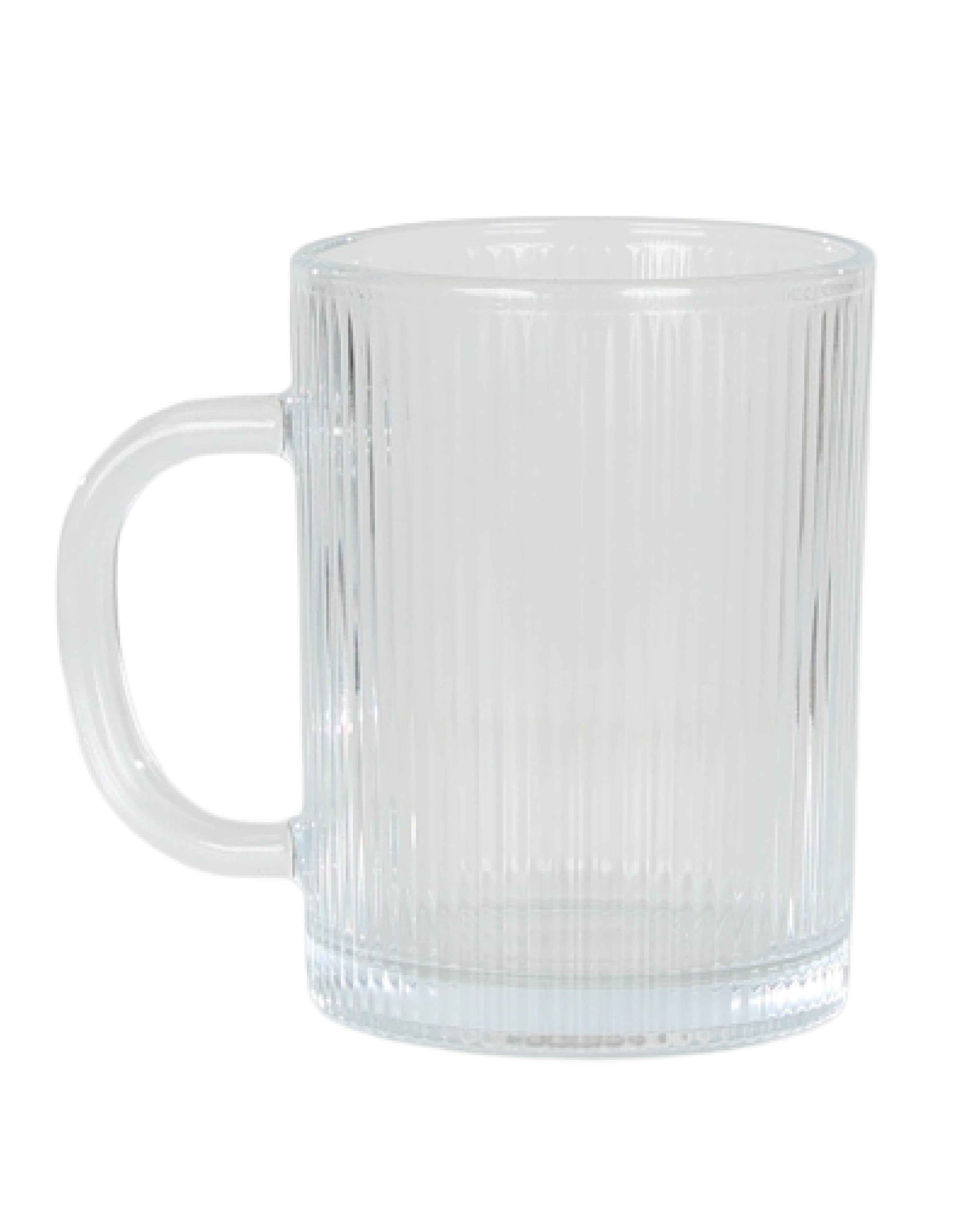 Clear Glass Ribbed Coffee Mug