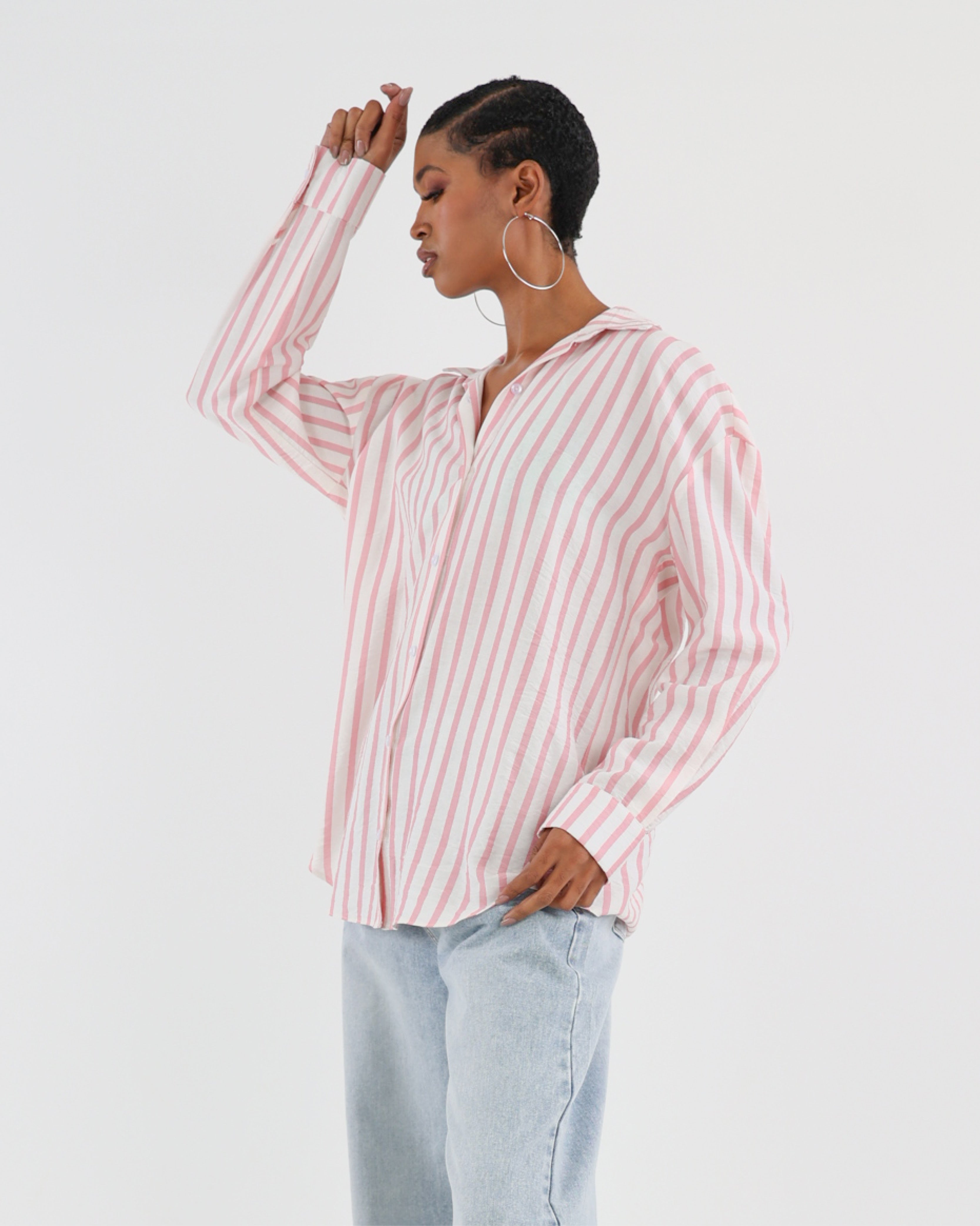 Blush Long Sleeve Stripe Button Up Shirt