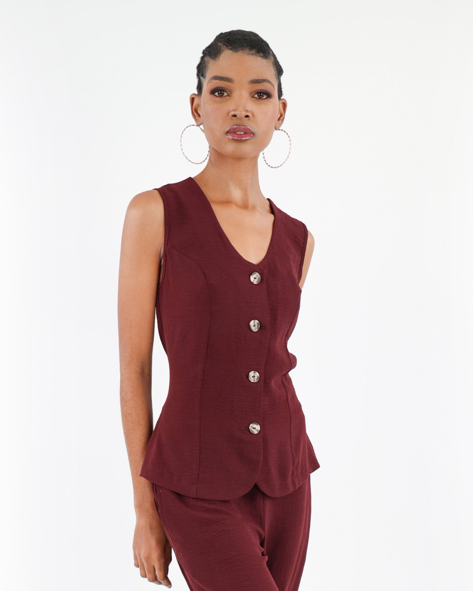 Sleeveless Button Up Waistcoat