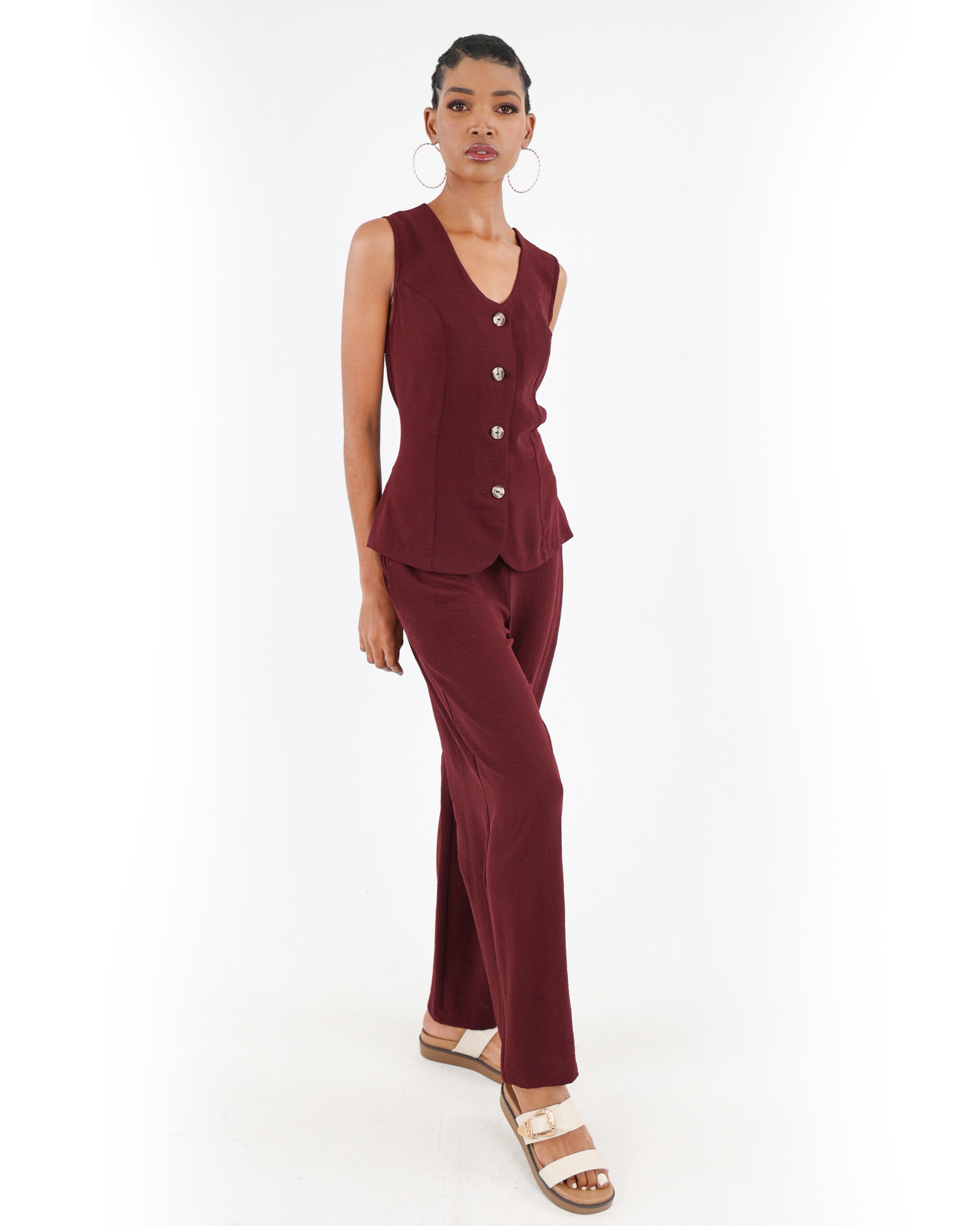 Sleeveless Button Up Waistcoat