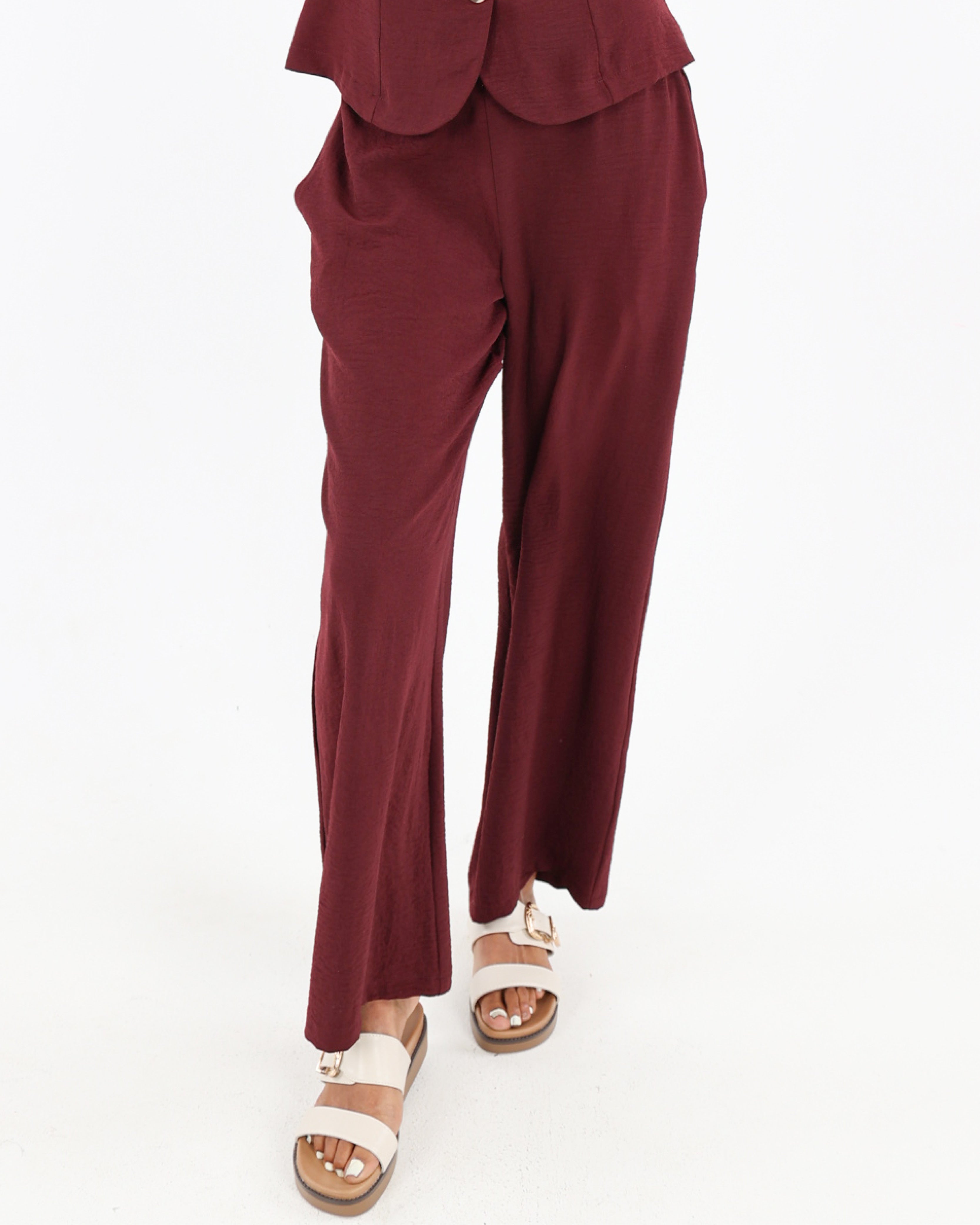 Wide Leg Culottes Pull Up Pants