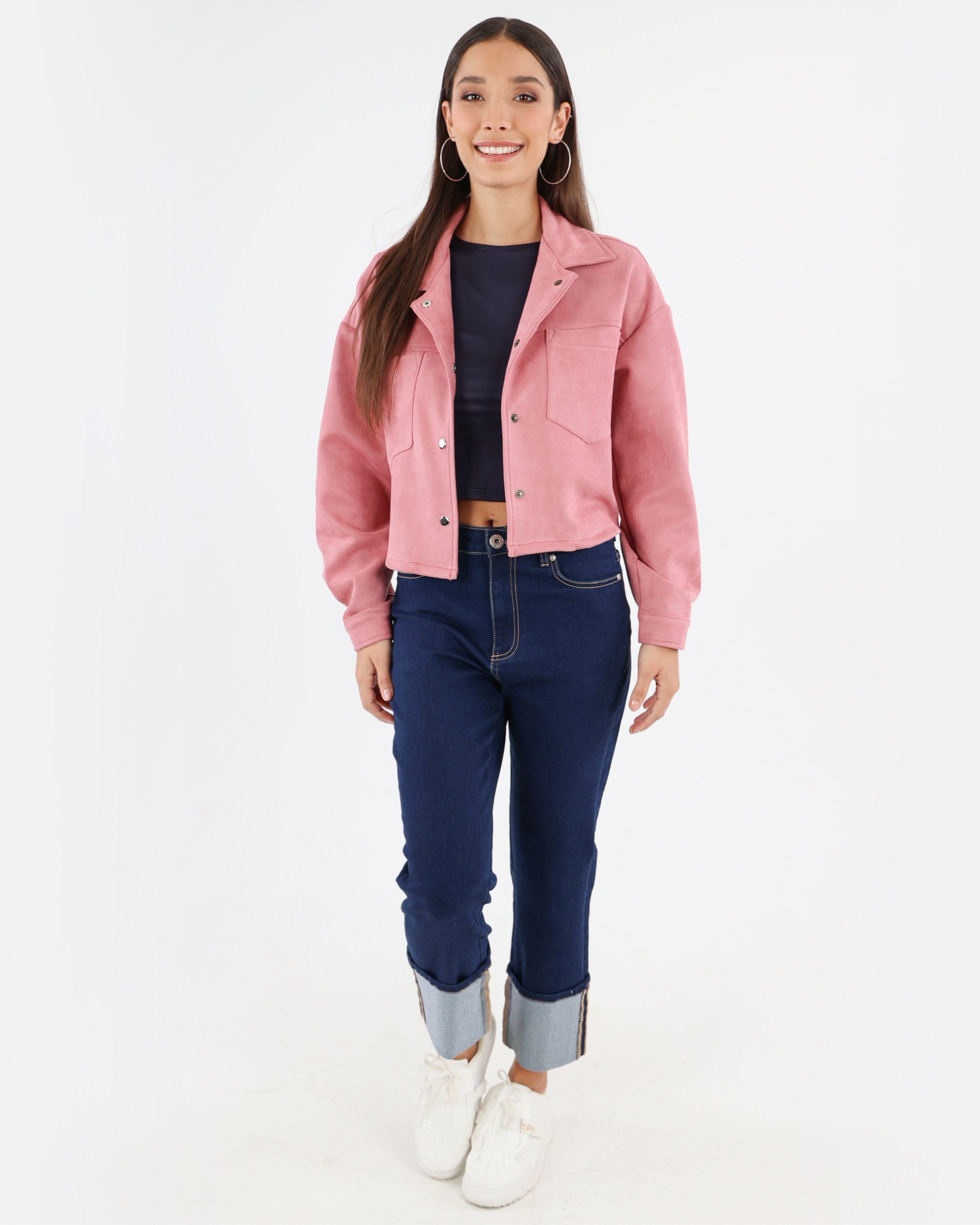 Blush Faux Suede Crop Shacket