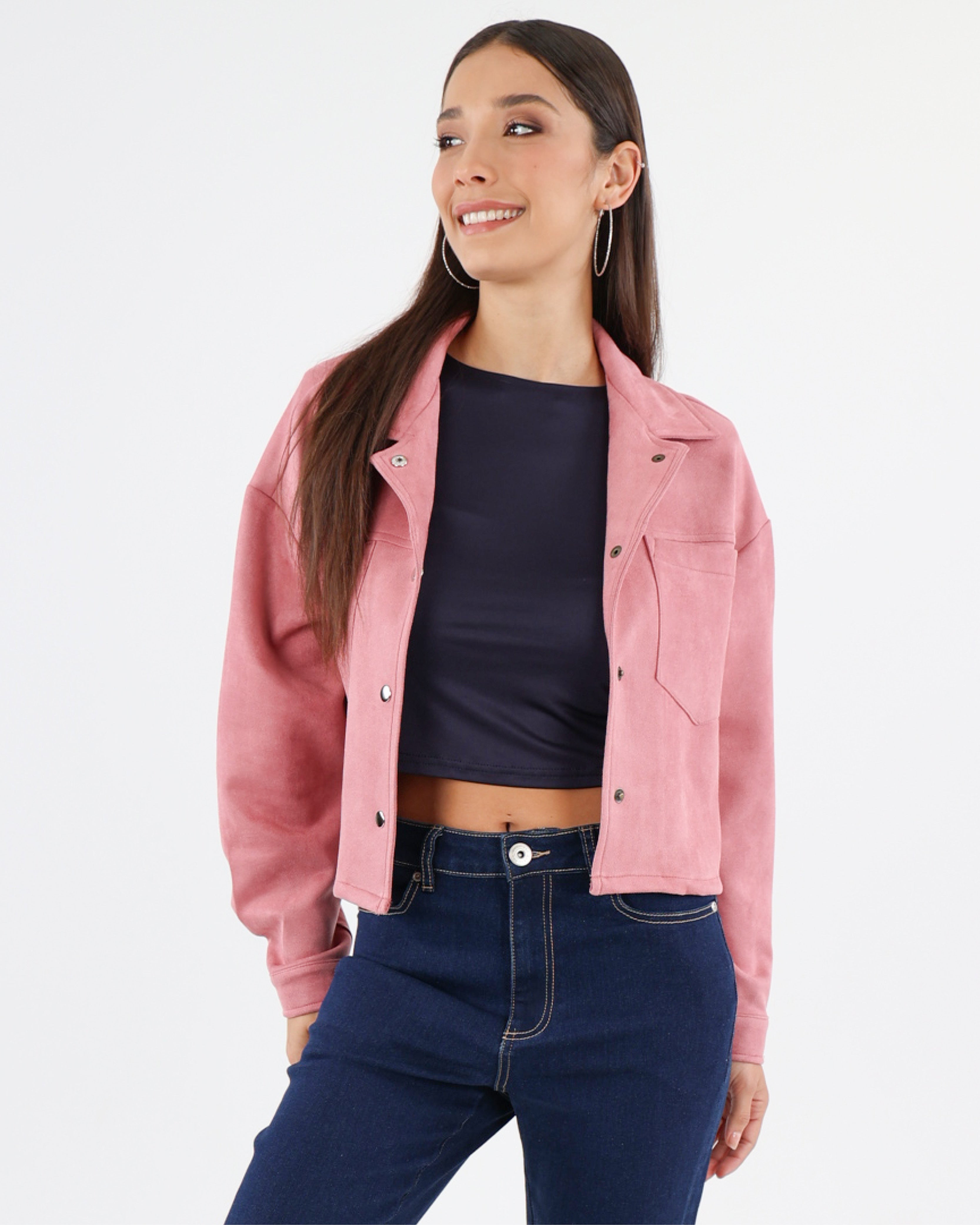 Blush Faux Suede Crop Shacket