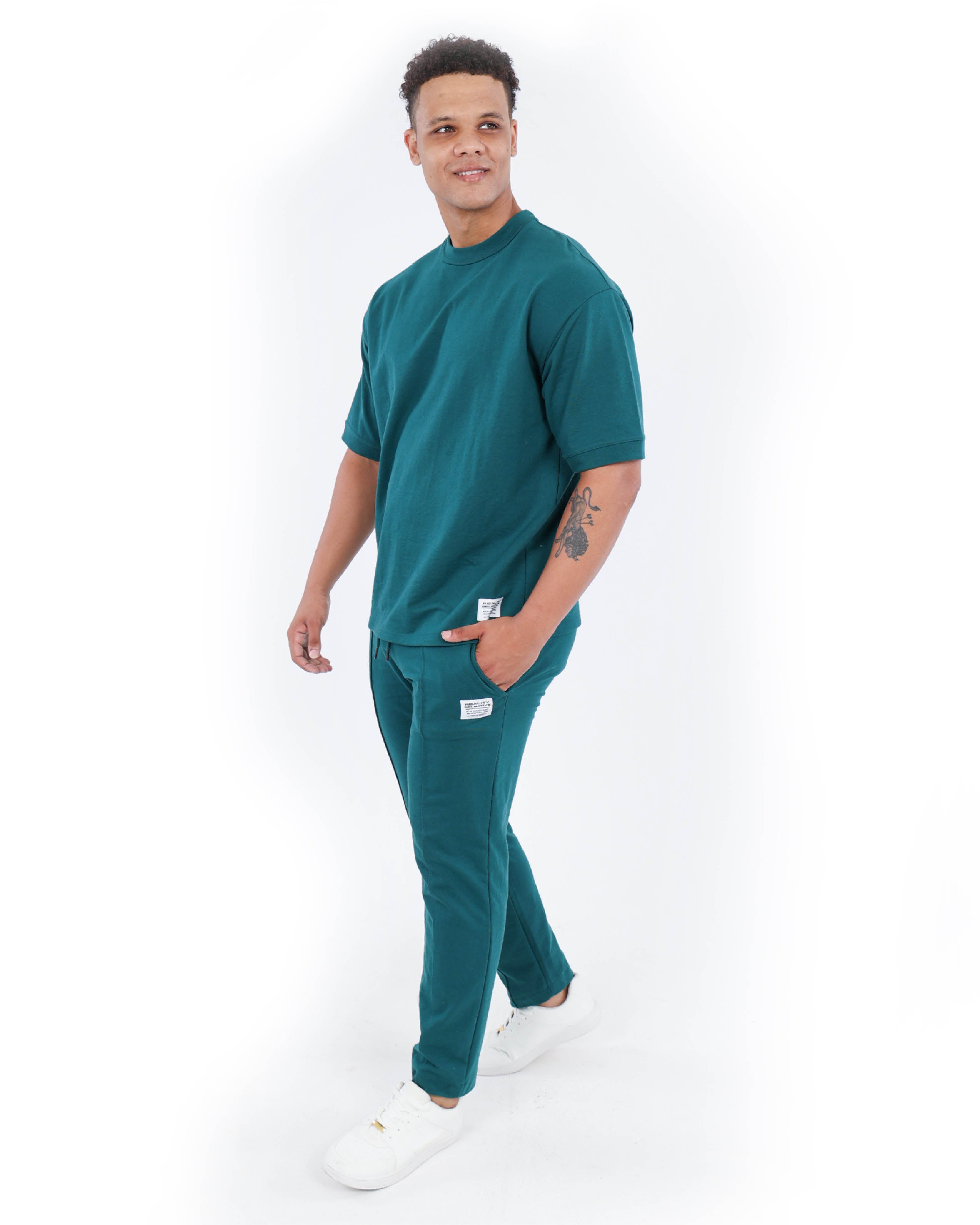 Teal Pin Tuck Joggers